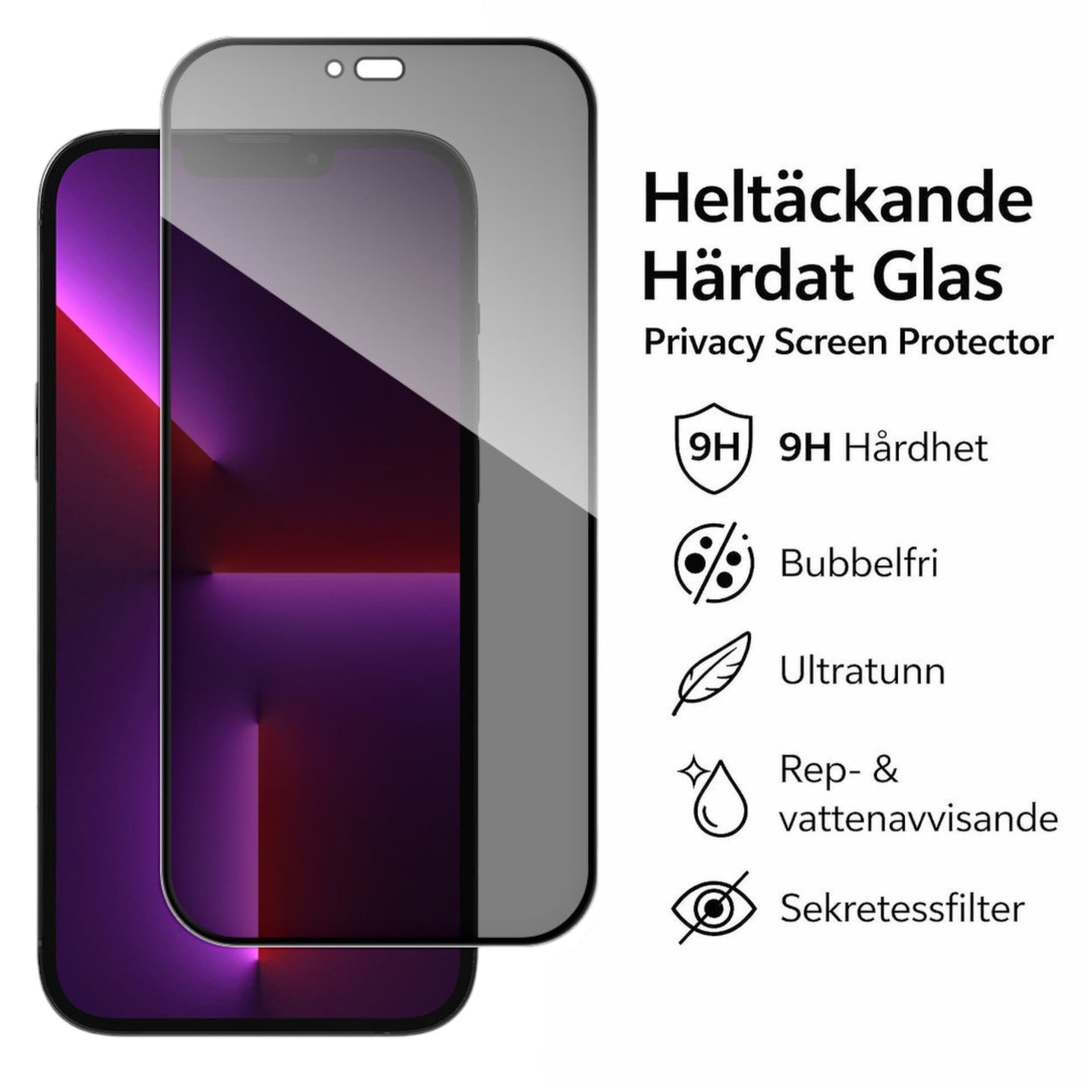 Wozinsky iPhone 15 Pro Max Privacy 9H Härdat Glas Skärmskydd | Sekretessfilter