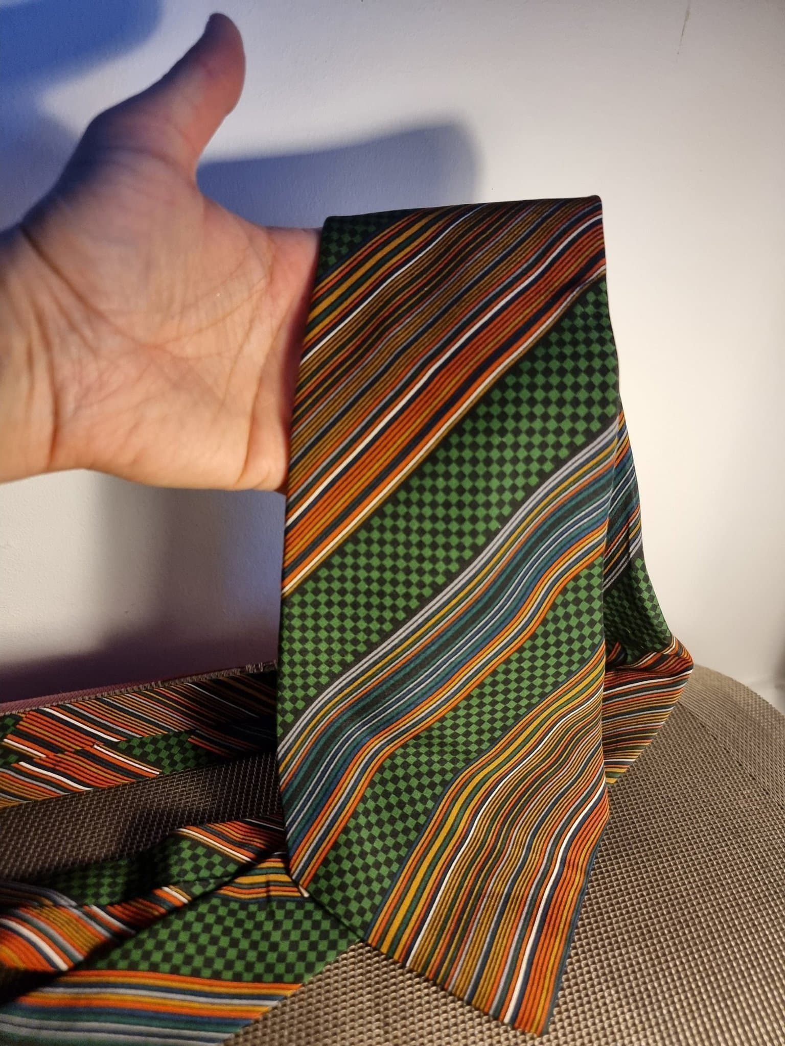 Vintage Yves Saint Laurent grön/orange slips,70-talsstil