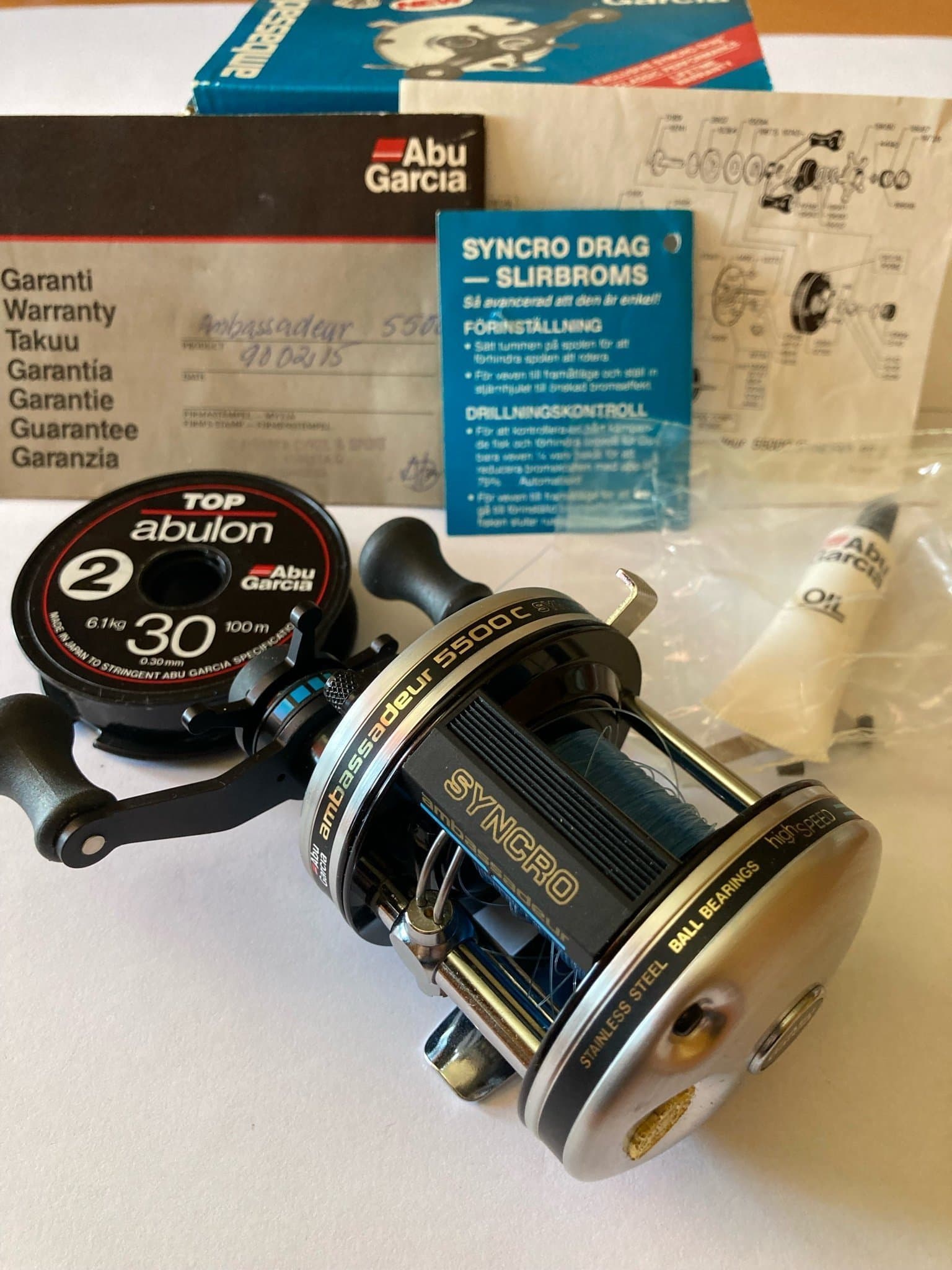 Oanvänd Abu Ambassadeur 5500C Syncro - MIB 1989 - Made in Sweden - Samlarobjekt!