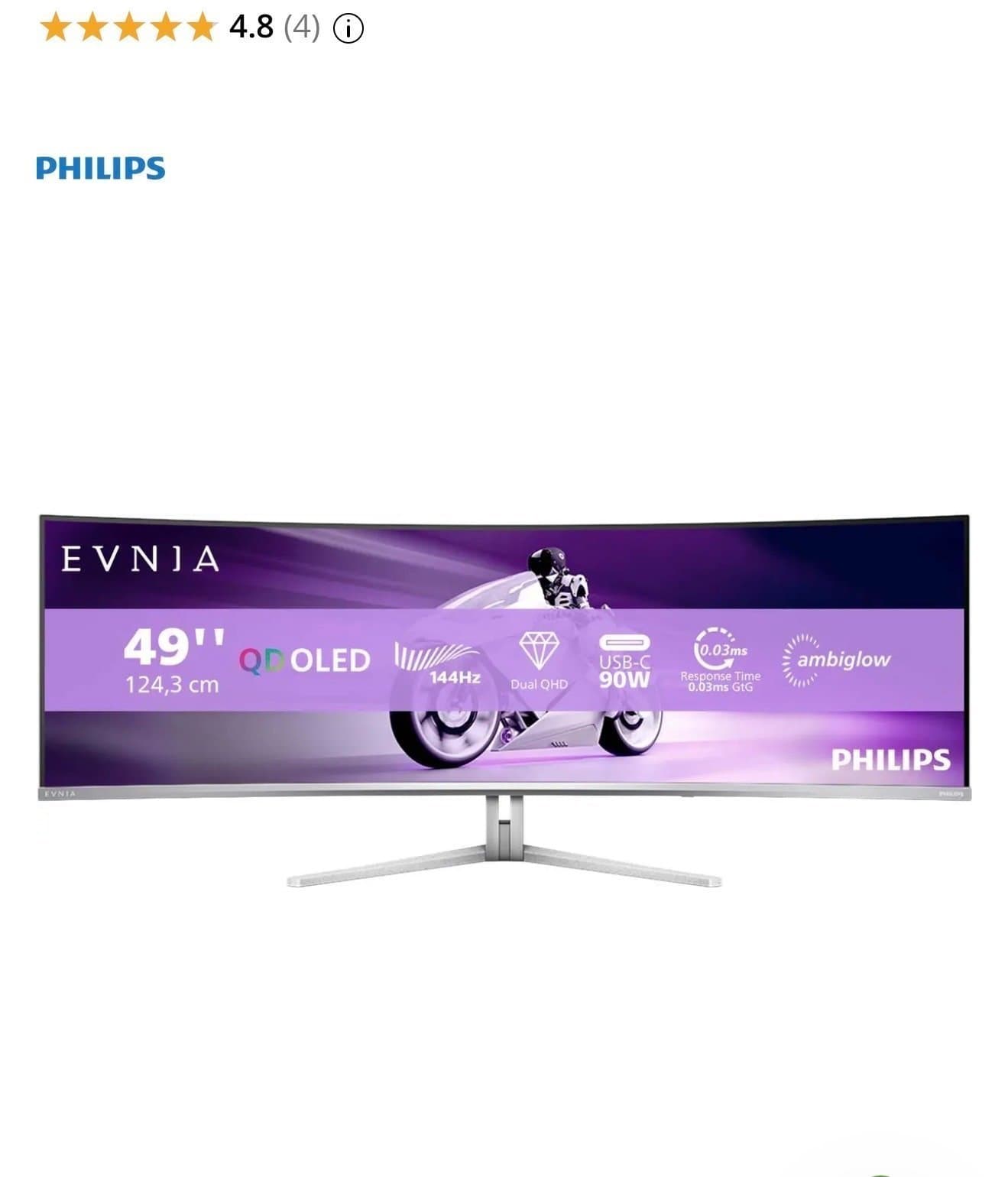 Gaming monitor helt oöppnad curved Evnia 49QD OLED