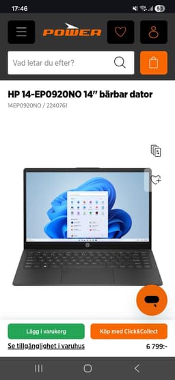 HP 14-EP0920NO 14" bärbar dator