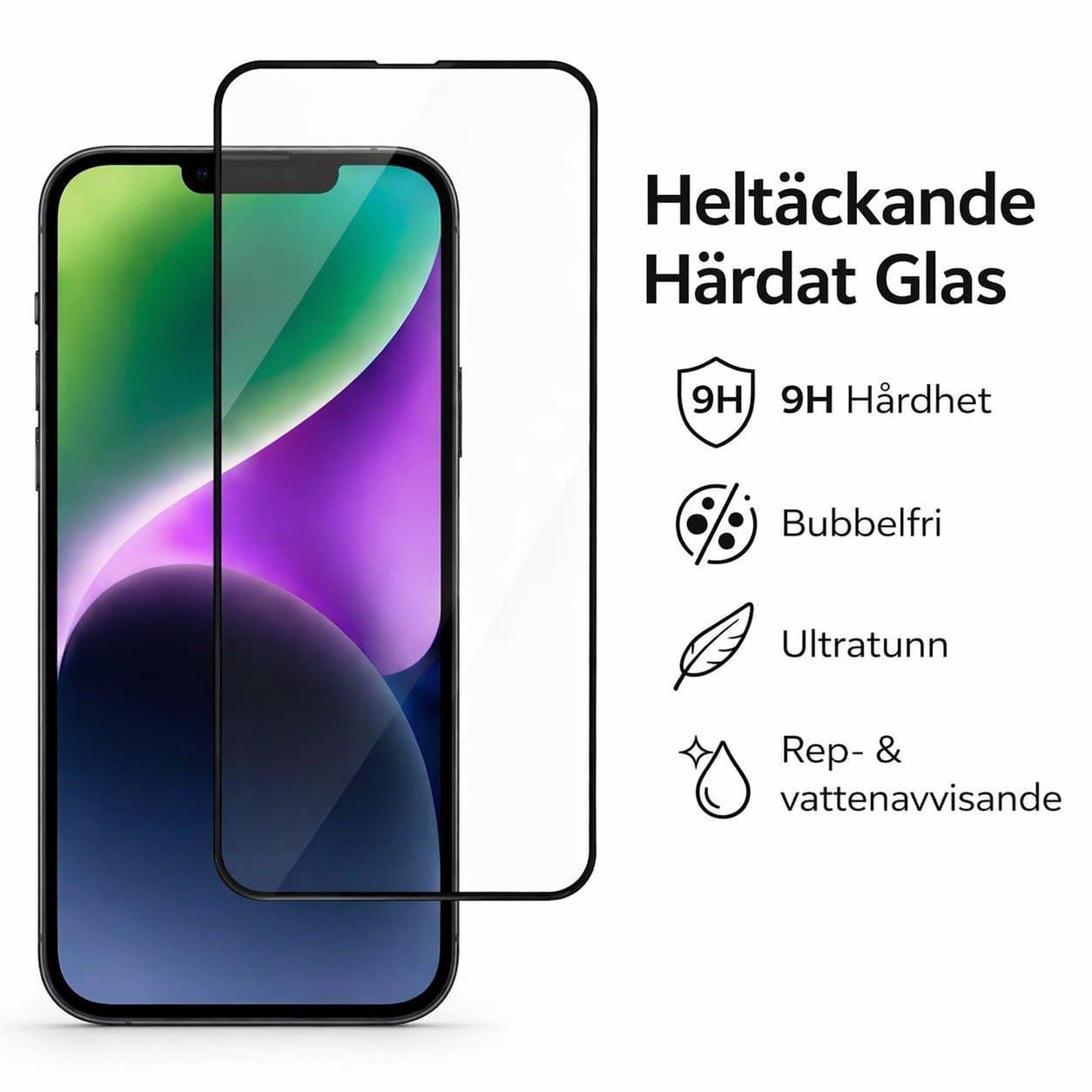 2st iPhone 11/Xr 9H Härdat Glas Skärmskydd - Heltäckande med Svarta Kanter