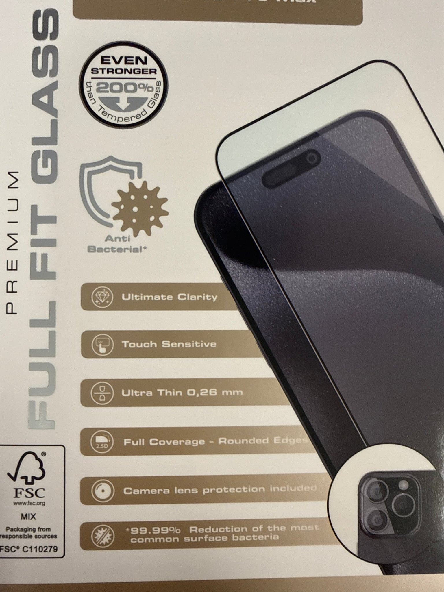 Antibakteriell 3D-Privacy Skärmskydd med justeringsbricka för iPhone 15 Pro Max
