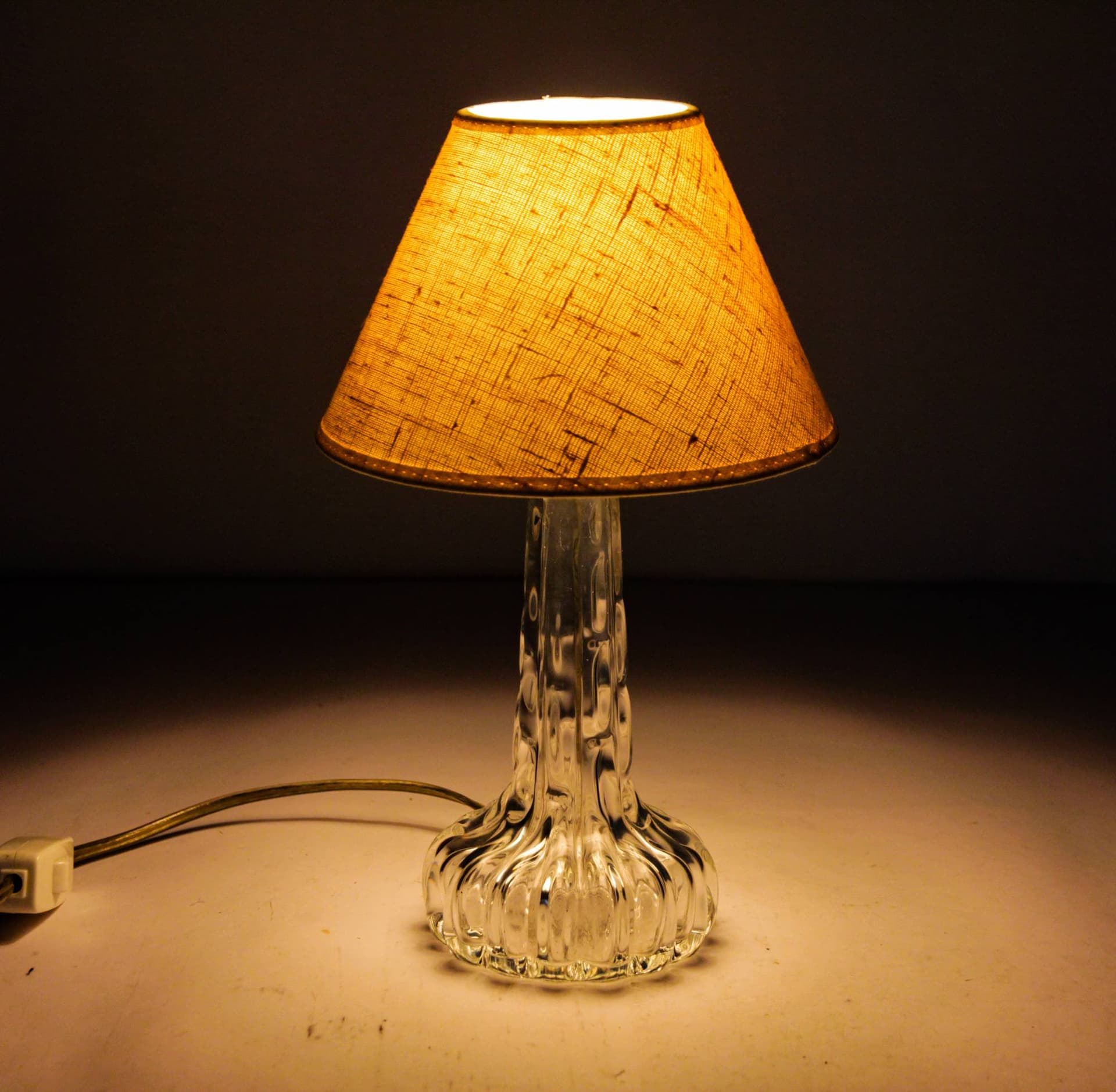 Bordslampa skandinavisk modern, Carl Fagerlund, Orrefors kristallglas, 70-tal
