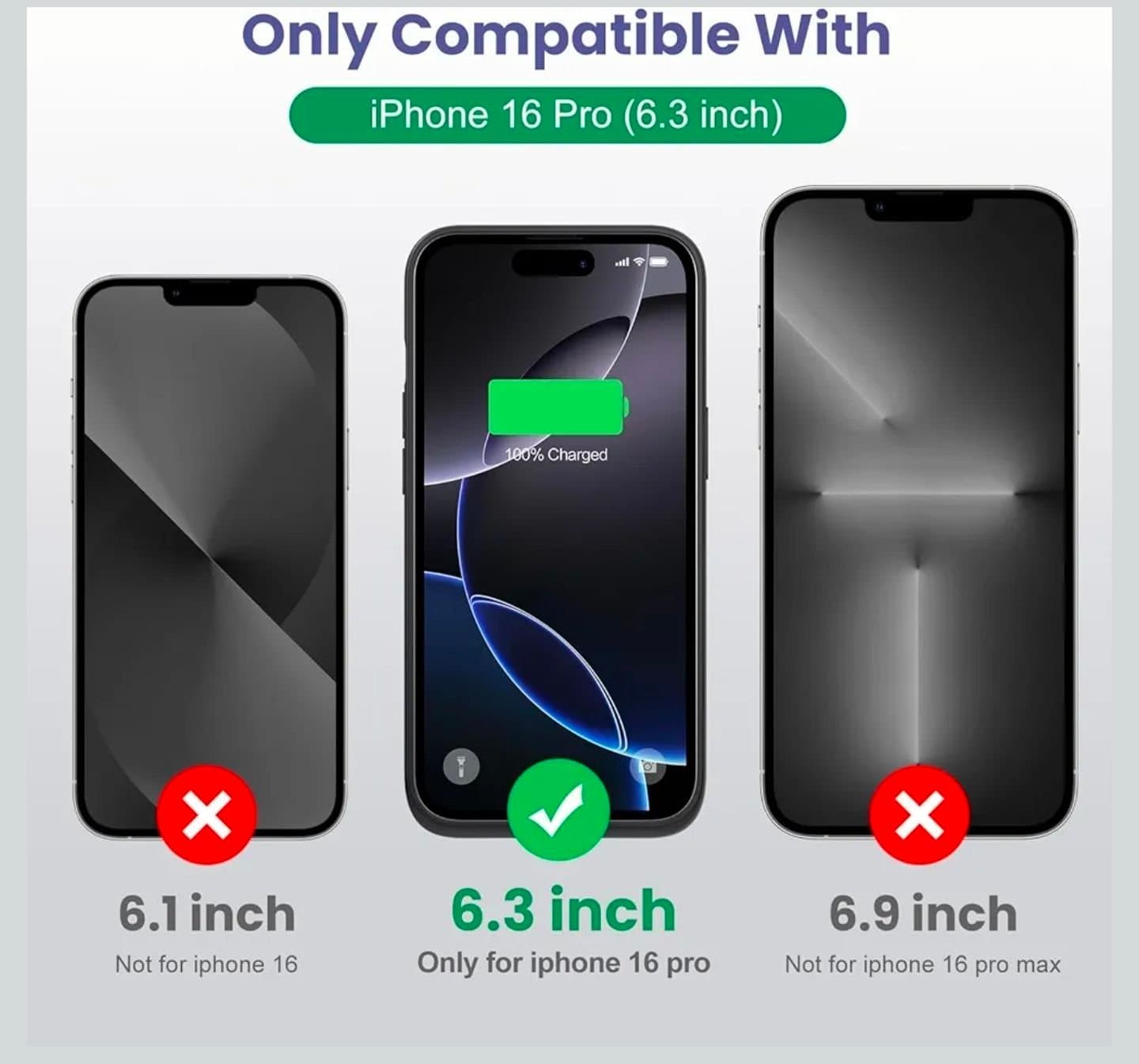 Batteriskal för iPhone 16 Pro (6.3 tum) med 7500 mAh kapacitet