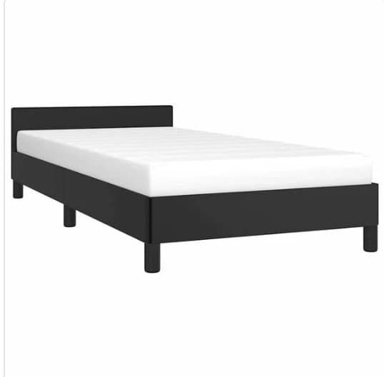 Sängram 90x200 cm – svart konstläder med huvudgavel