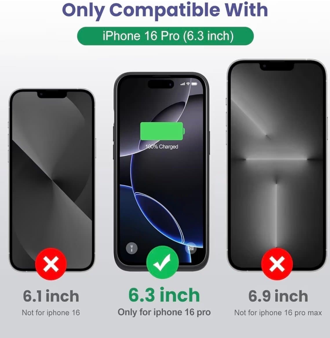 Batteriskal för iPhone 16 Pro (6.3 tum) med 7500 mAh kapacitet