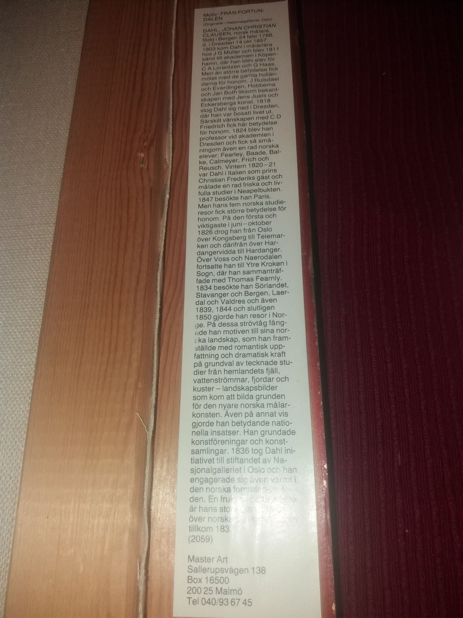 Tavla Dahl Johan Christian chlausen vacker äldre tavla kan va samlarobjekt
