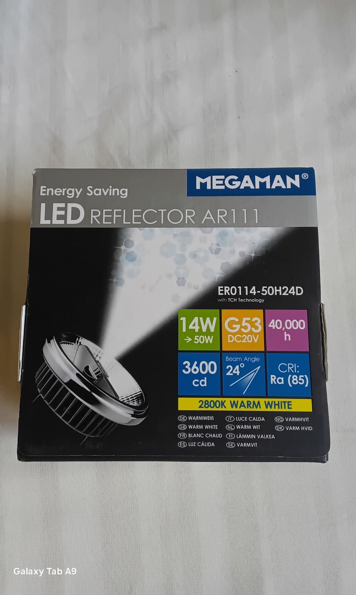 MEGAMAN LED Reflektor AR111, 14W G53, 2800K Varmvit