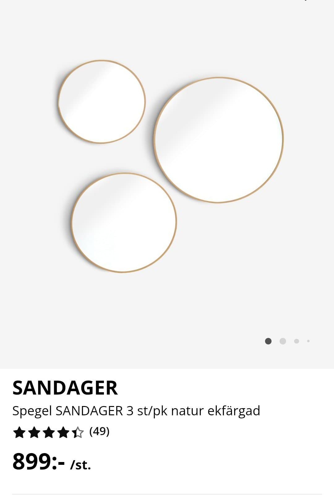 SANDAGER speglar, 3-pack, natur ekfärgade