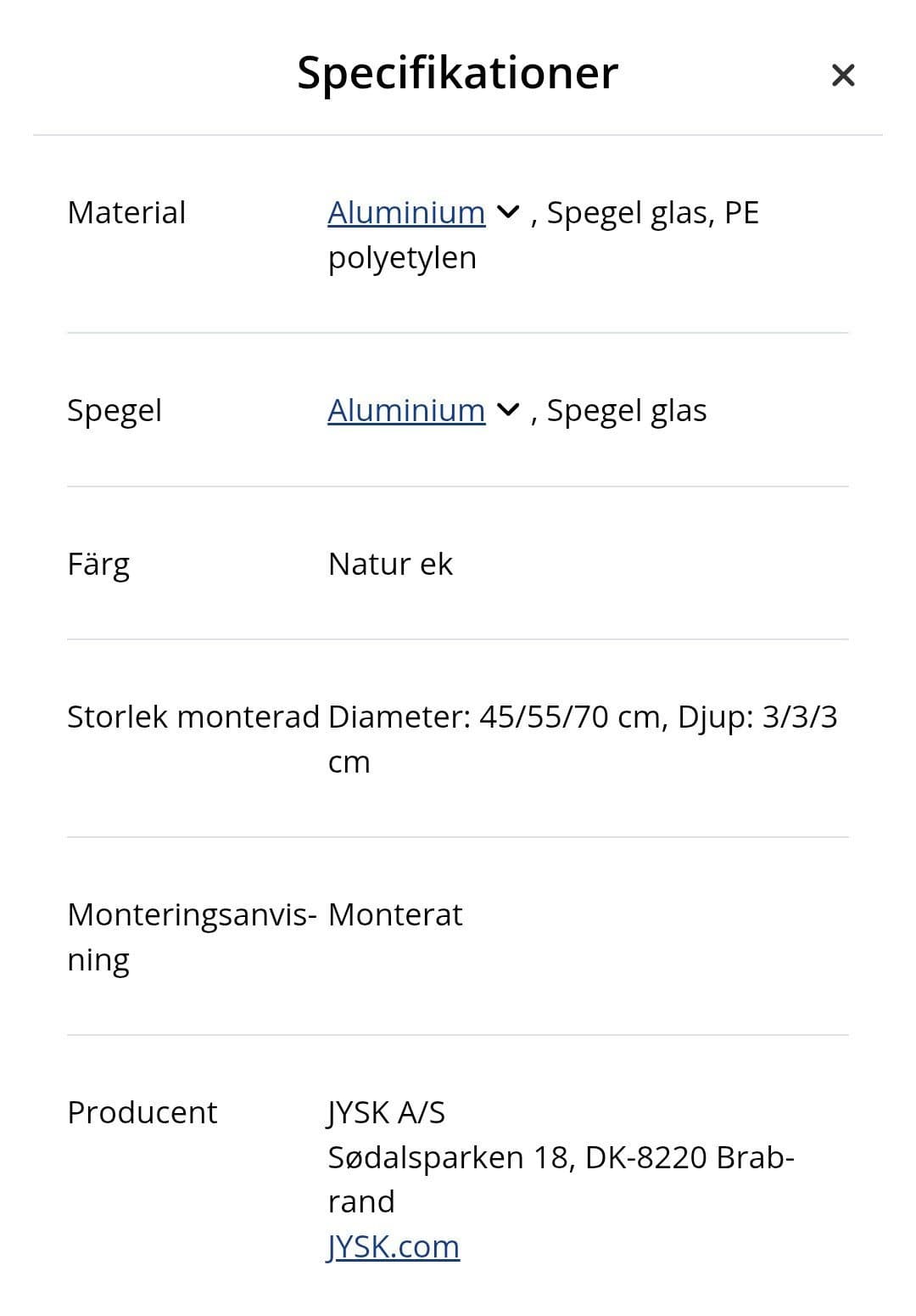 SANDAGER speglar, 3-pack, natur ekfärgade