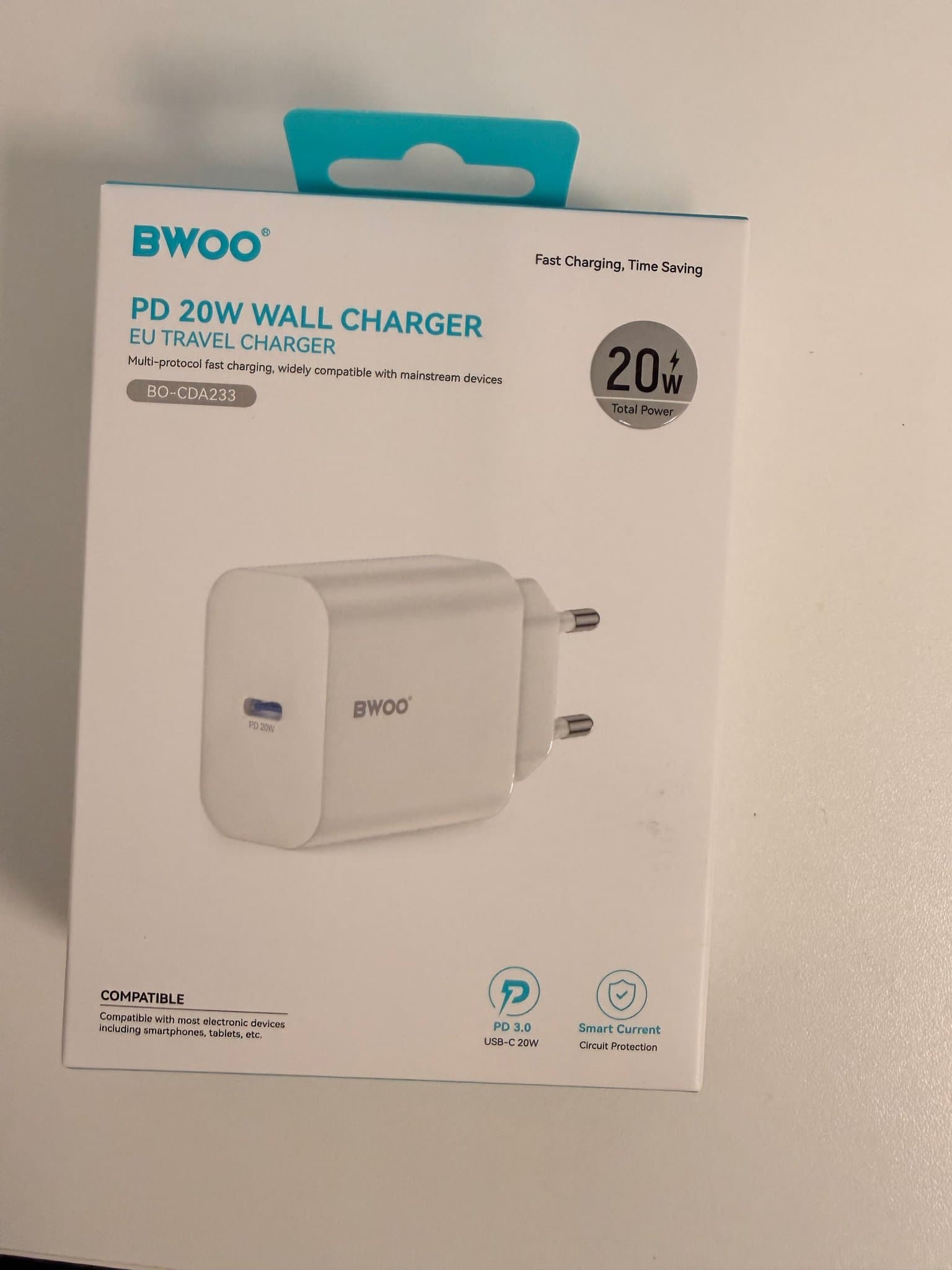 PD 3.0 USB-C 20W Väggladdare EU Reseladdare