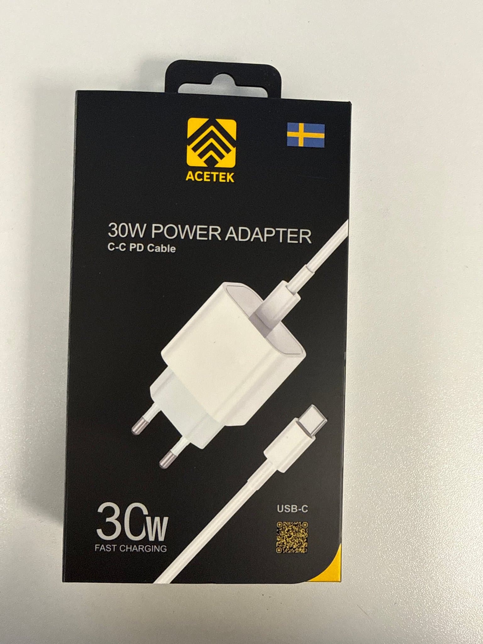 ACETEK 30W USB-C Strömadapter med usb c till usb c - kabel, 1 m