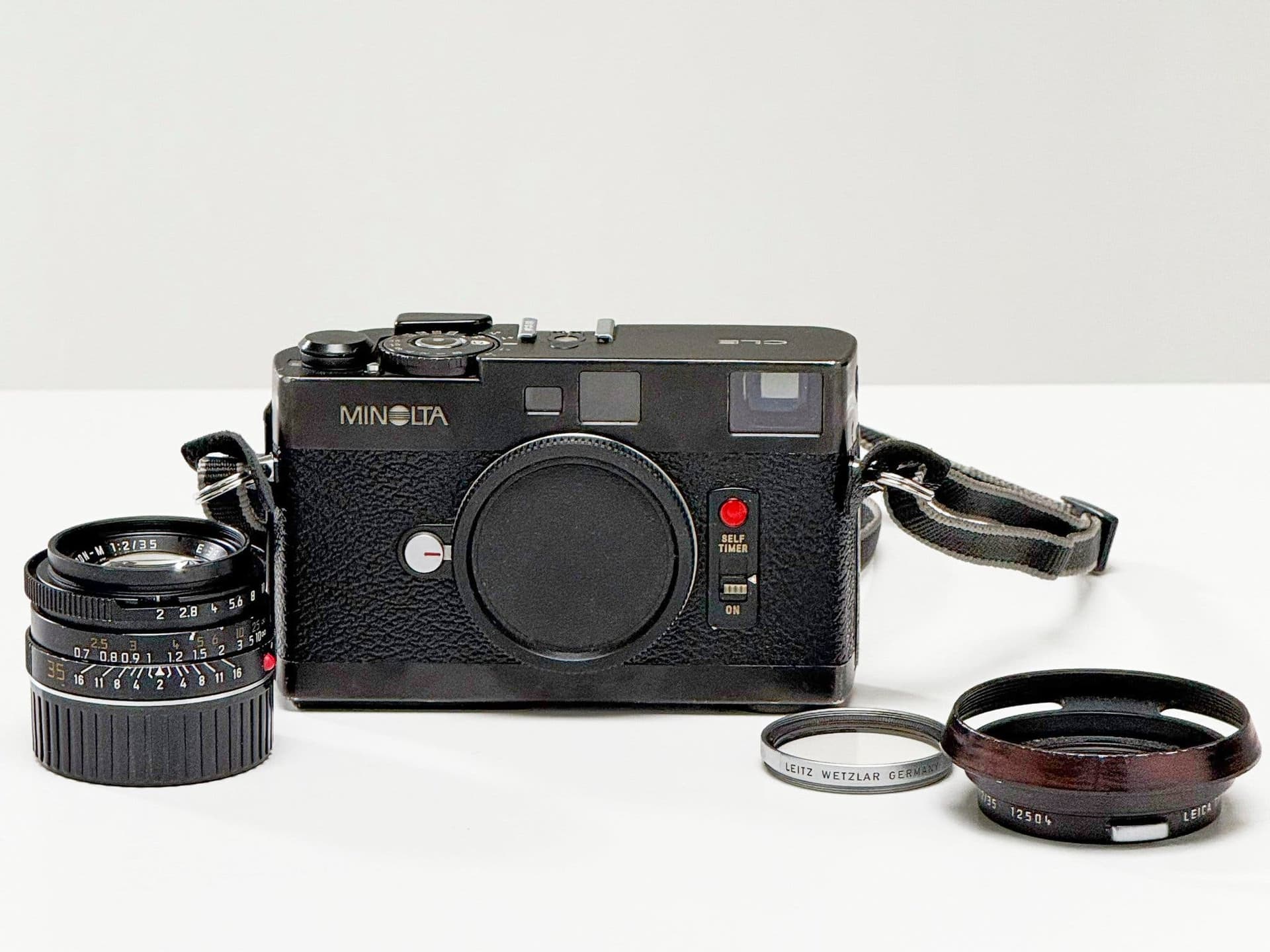 Minolta CLE analog kamera med Leica Summicron-M 1:2/35 objektiv