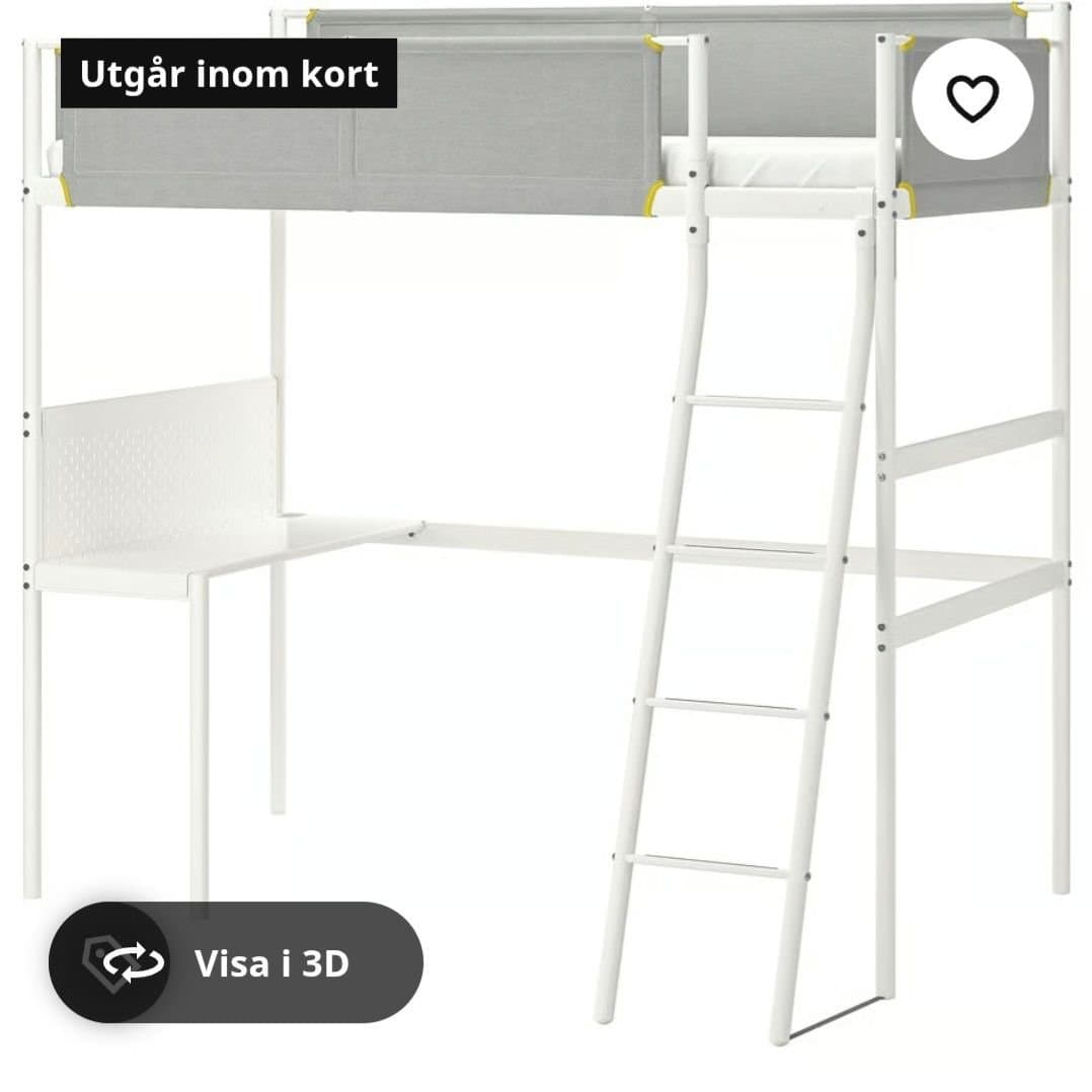 IKEA SMÅSTAD Loftsäng med skrivbord