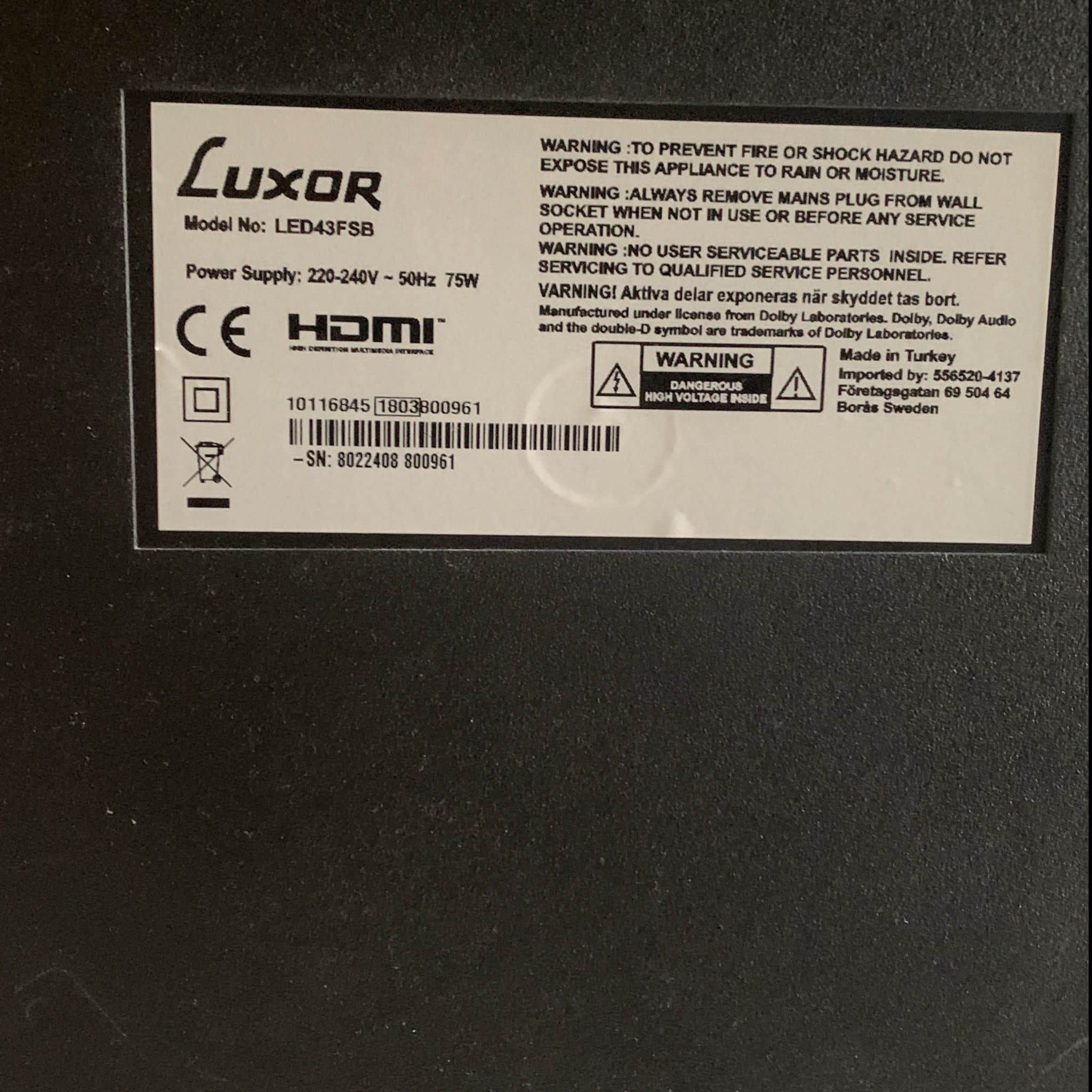 Luxor LED43FSB 43-tums Full HD (1920x1080) Smart TV