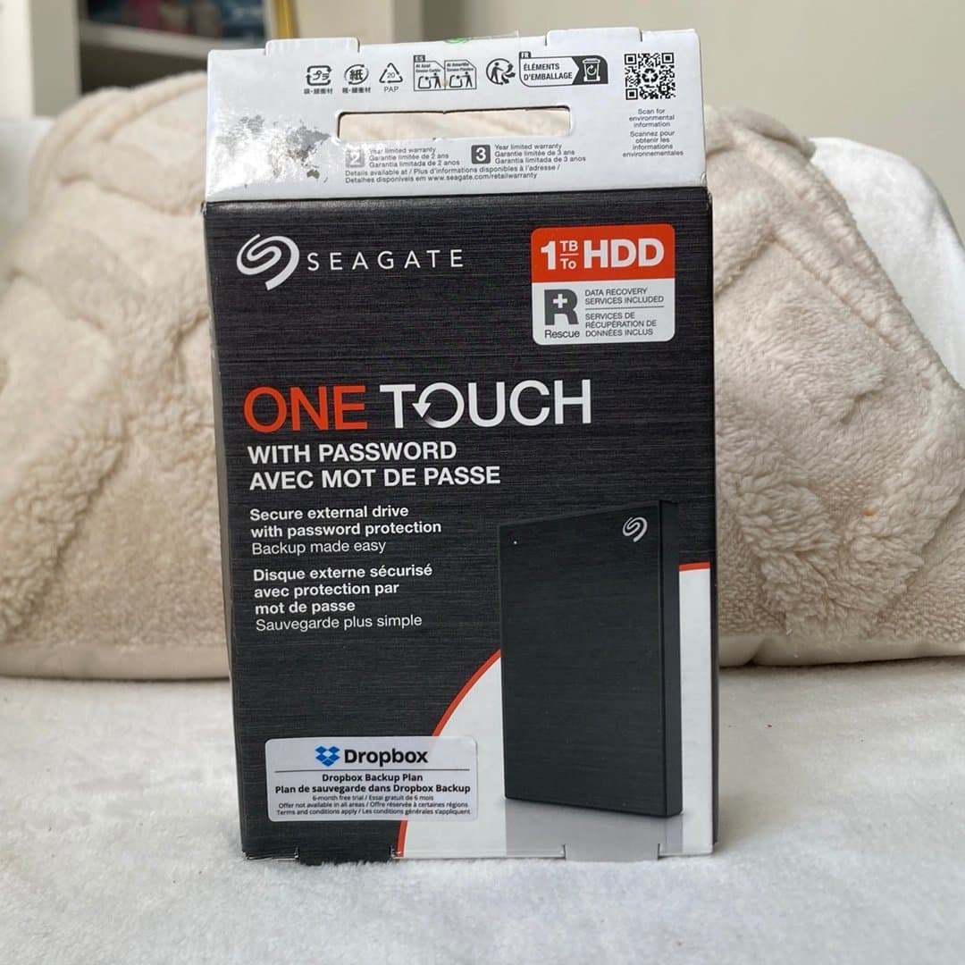 Seagate One Touch 1TB extern hårddisk – med lösenordsskydd