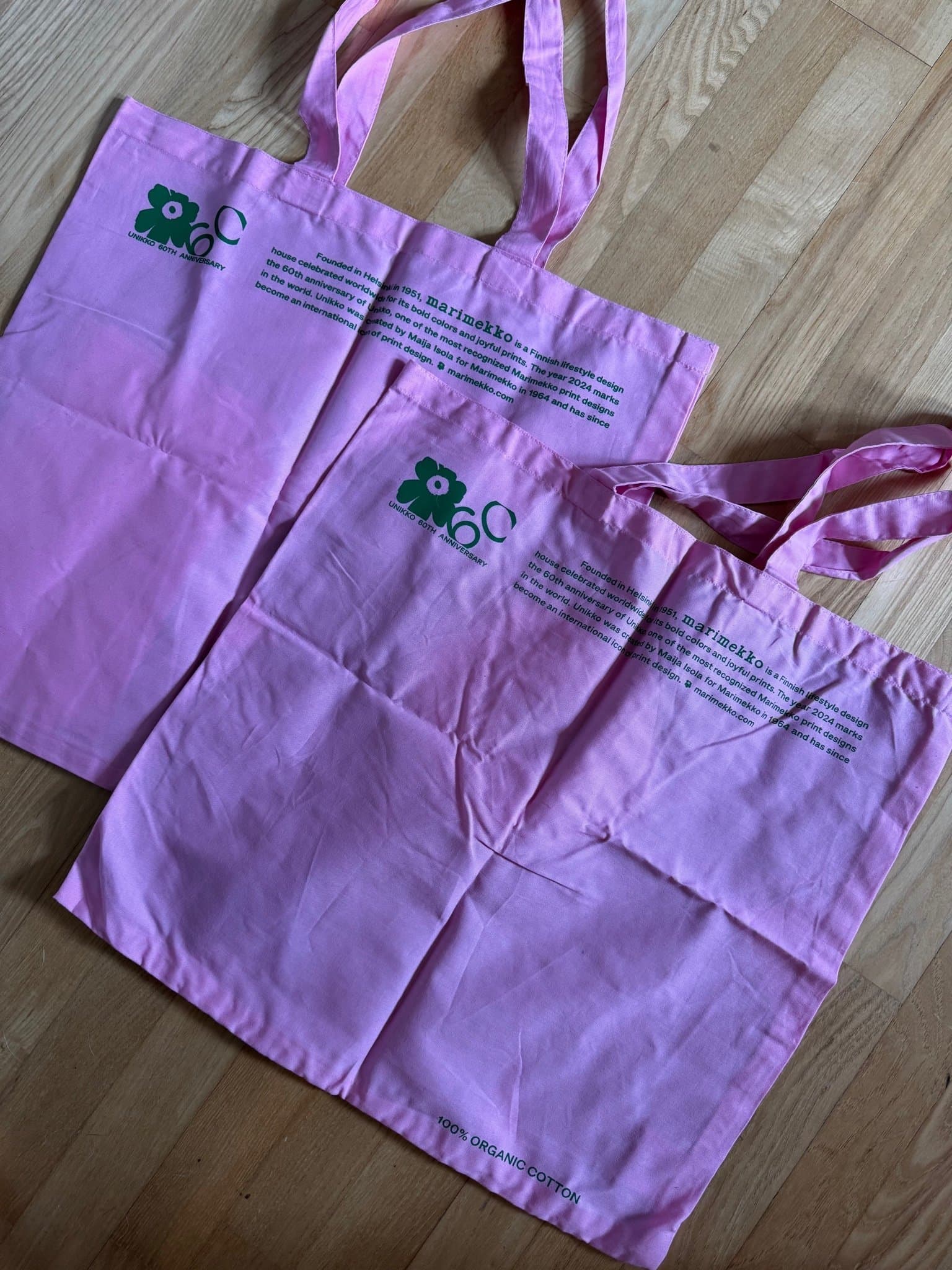 2 stycken Marimekko tygkasse rosa