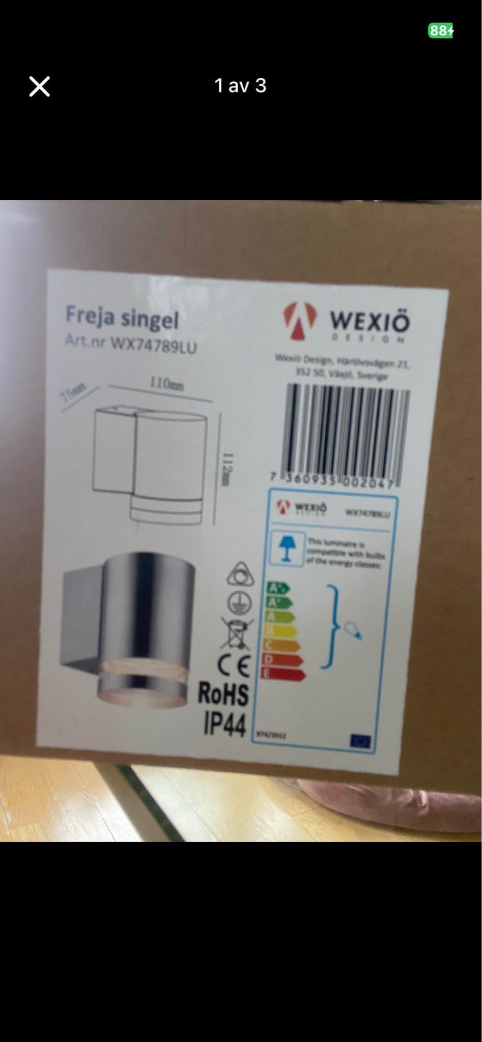 Wexiö Design Freja singel vägglampa