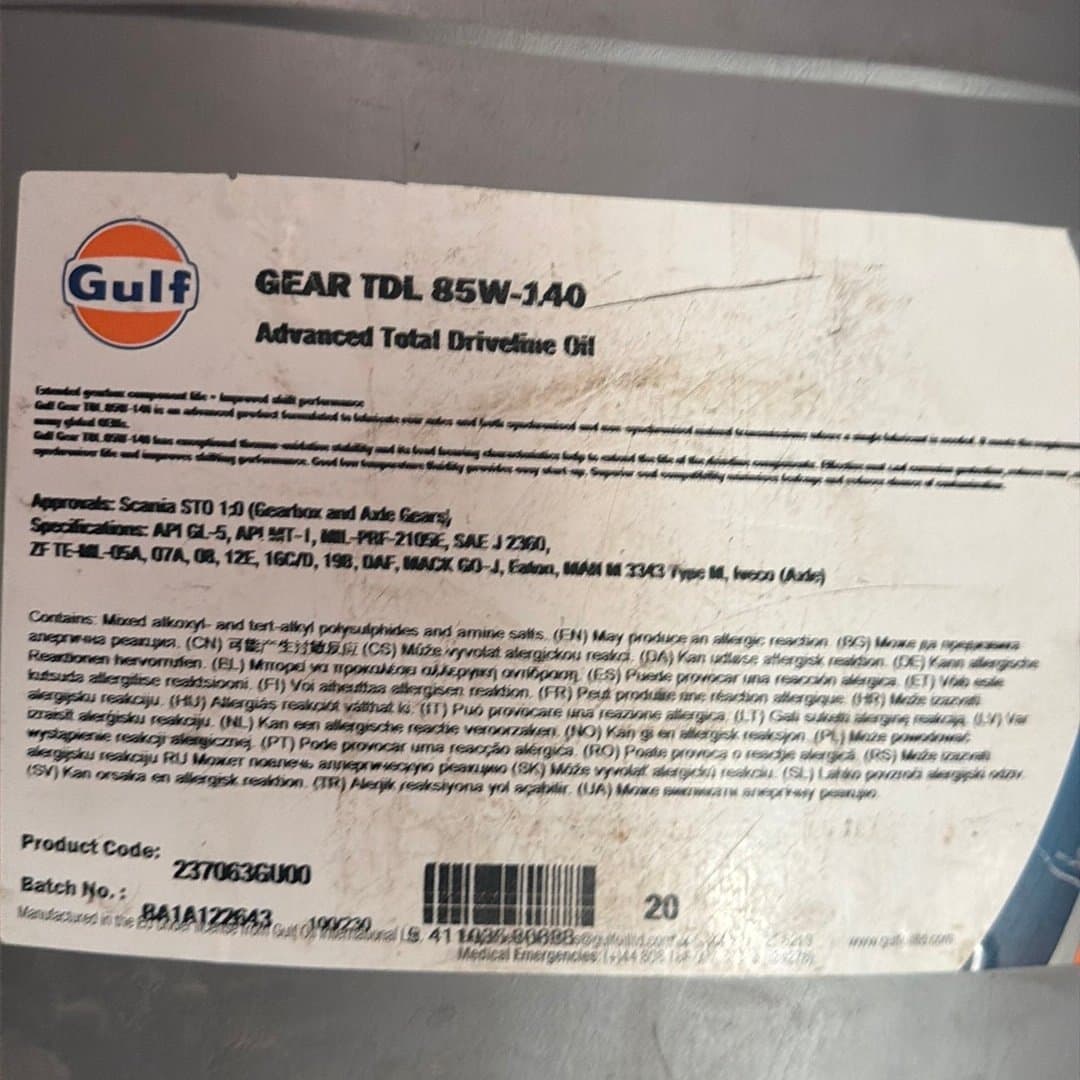 Gulf gear Tdl 85w-140