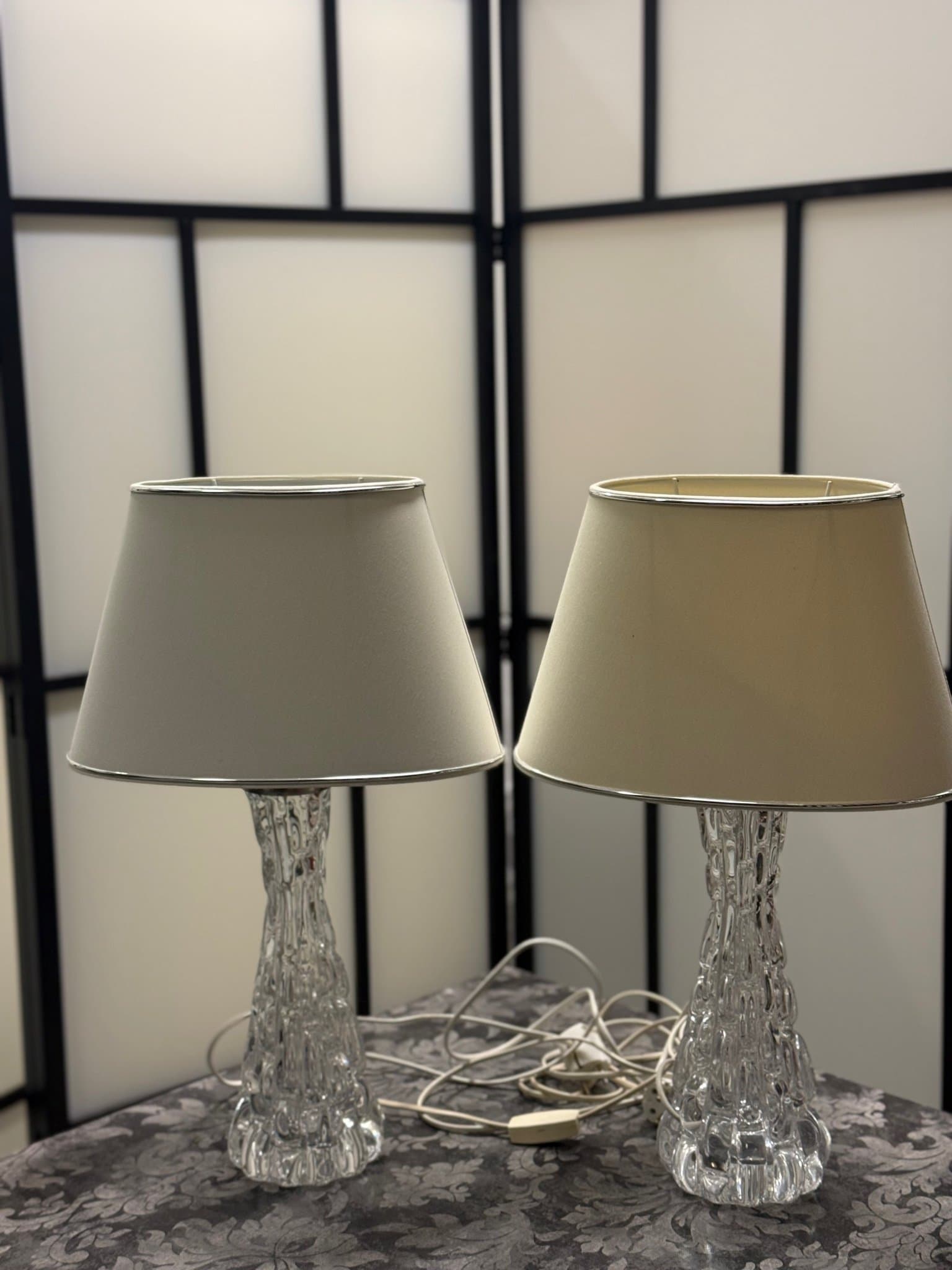 Oreffors Carl Fagerlund 2 st retro lampor , glas.