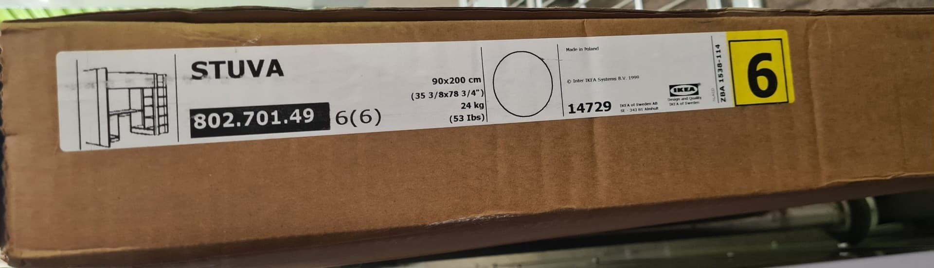 IKEA STUVA loftsäng 90x200 med skrivbord & förvaring – Ny i kartong