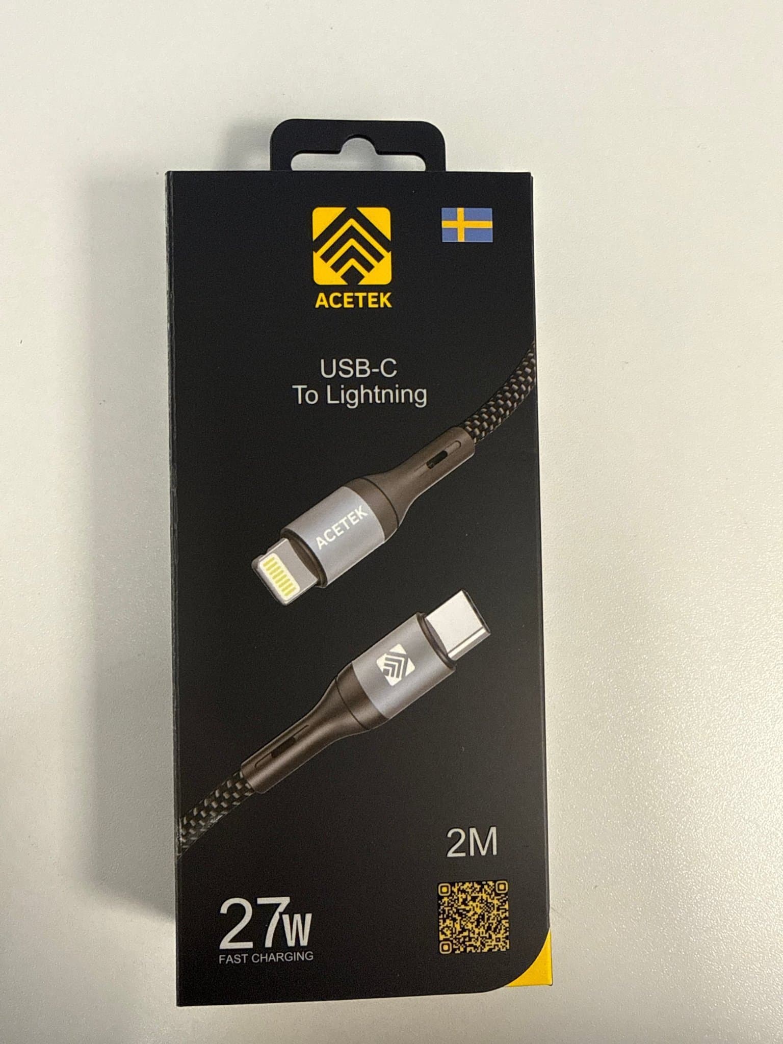 ACETEK USB-C till Lightning-kabel 2M, 27W Snabbladdning
