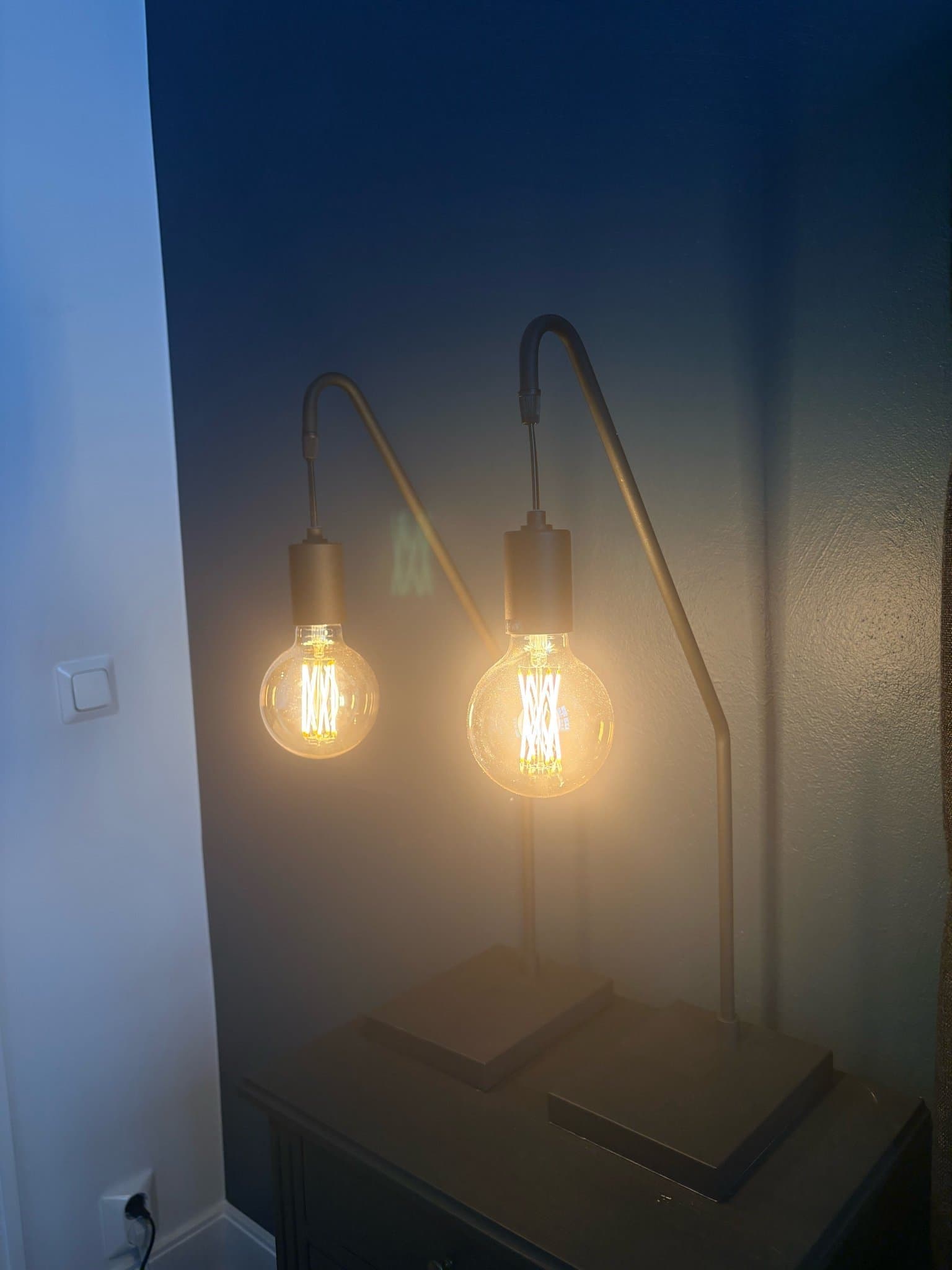 Pair of Industrial Matte Black Table Lamps