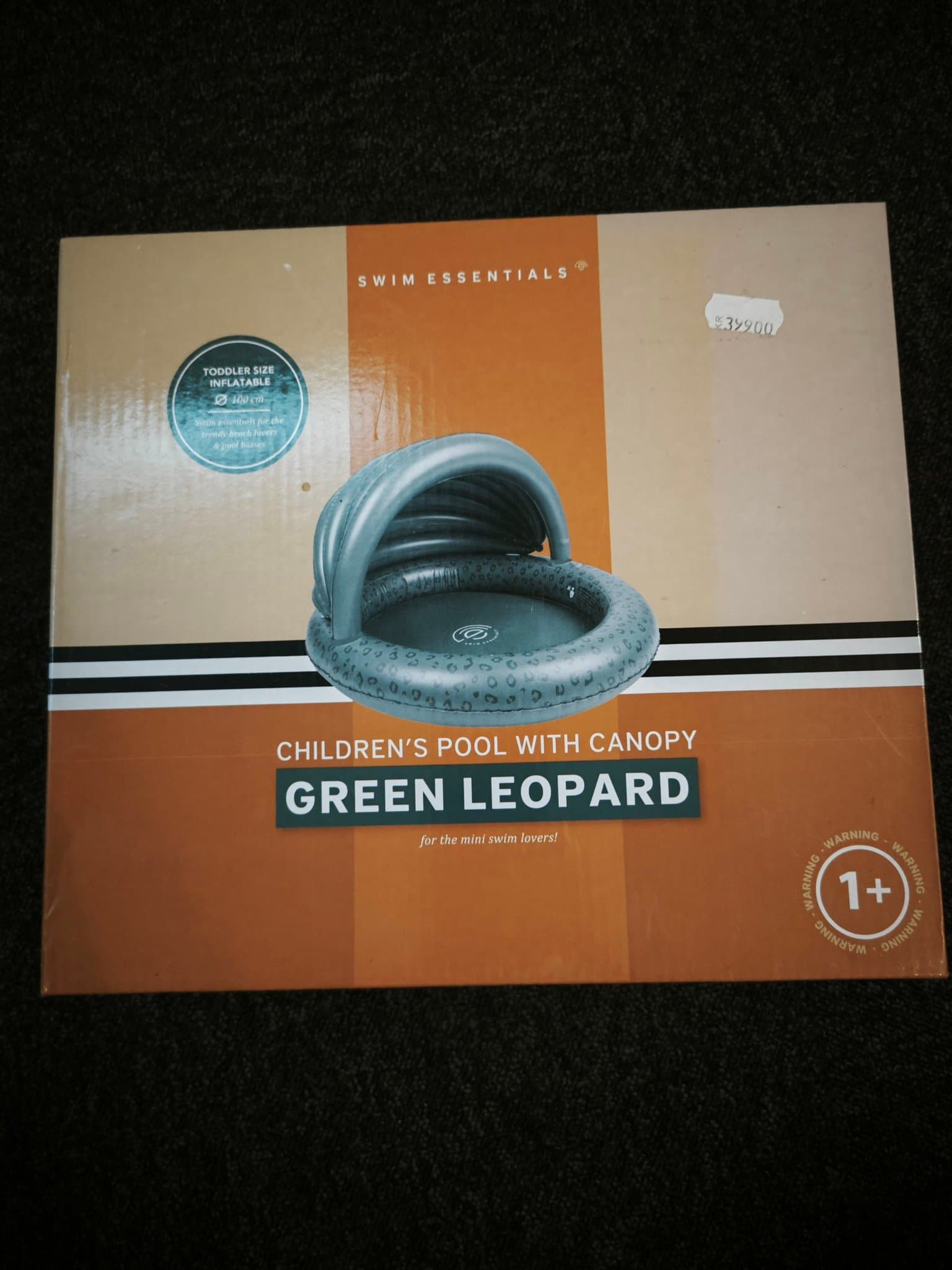 Barnpool med tak - Grön Leopard