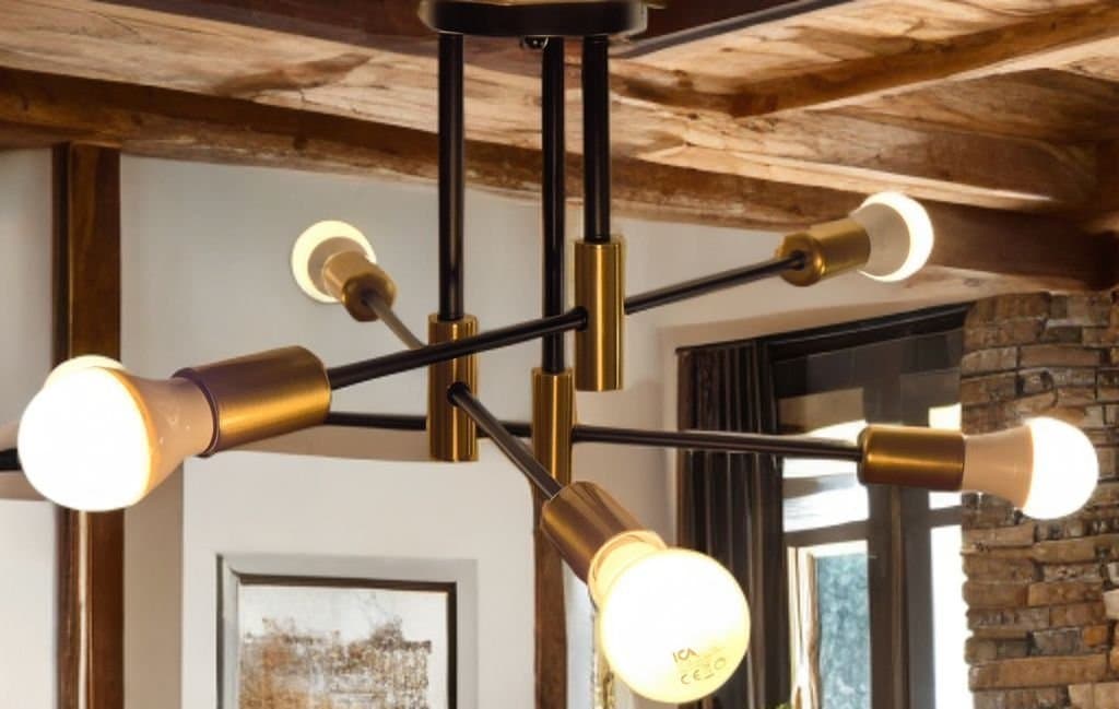 Vintage taklampa med 6 ljuspunkter – modern industriell design
