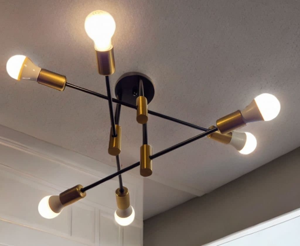 Vintage taklampa med 6 ljuspunkter – modern industriell design
