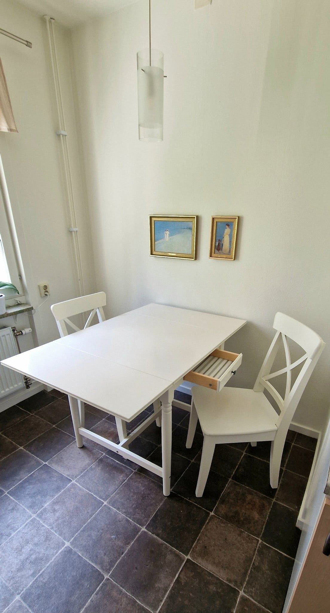 IKEA INGATORP Extendable Dining Table + 2 Chairs – White