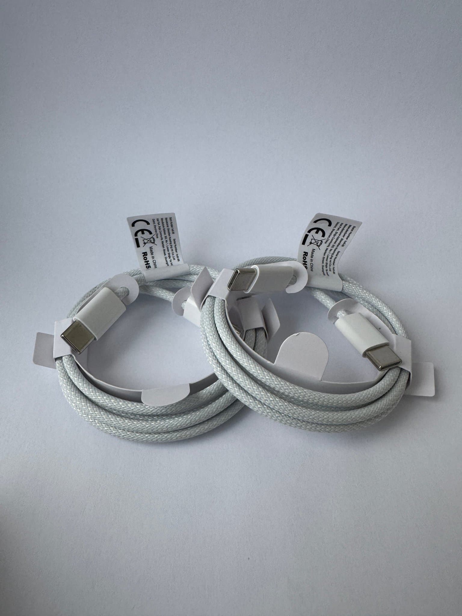 2-pack USB-C laddkabel – Vävd – 1 meter – Vit