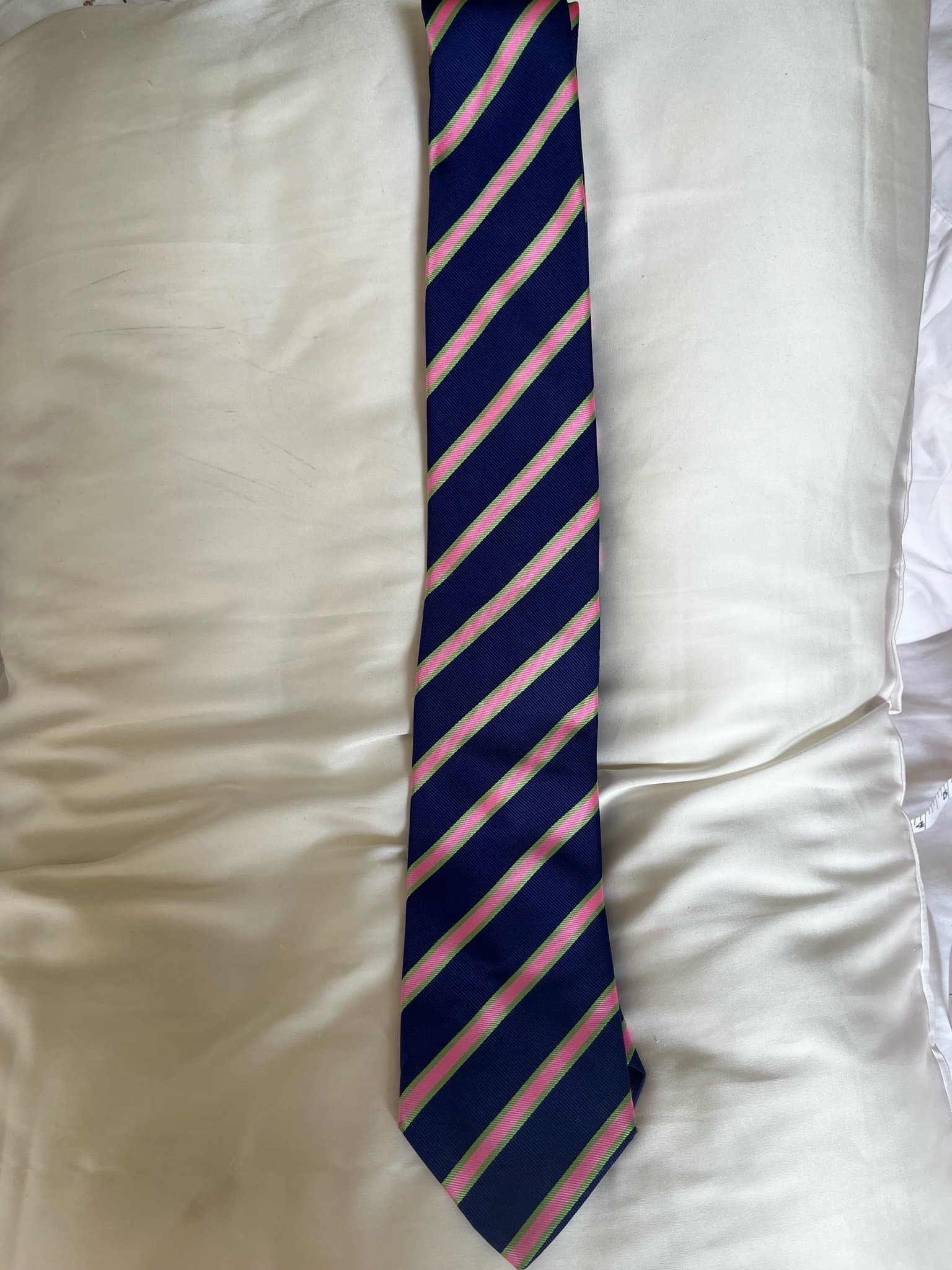 Eton mörkblå, rosa, ljusgrön slips Engelsk Lyx Mode