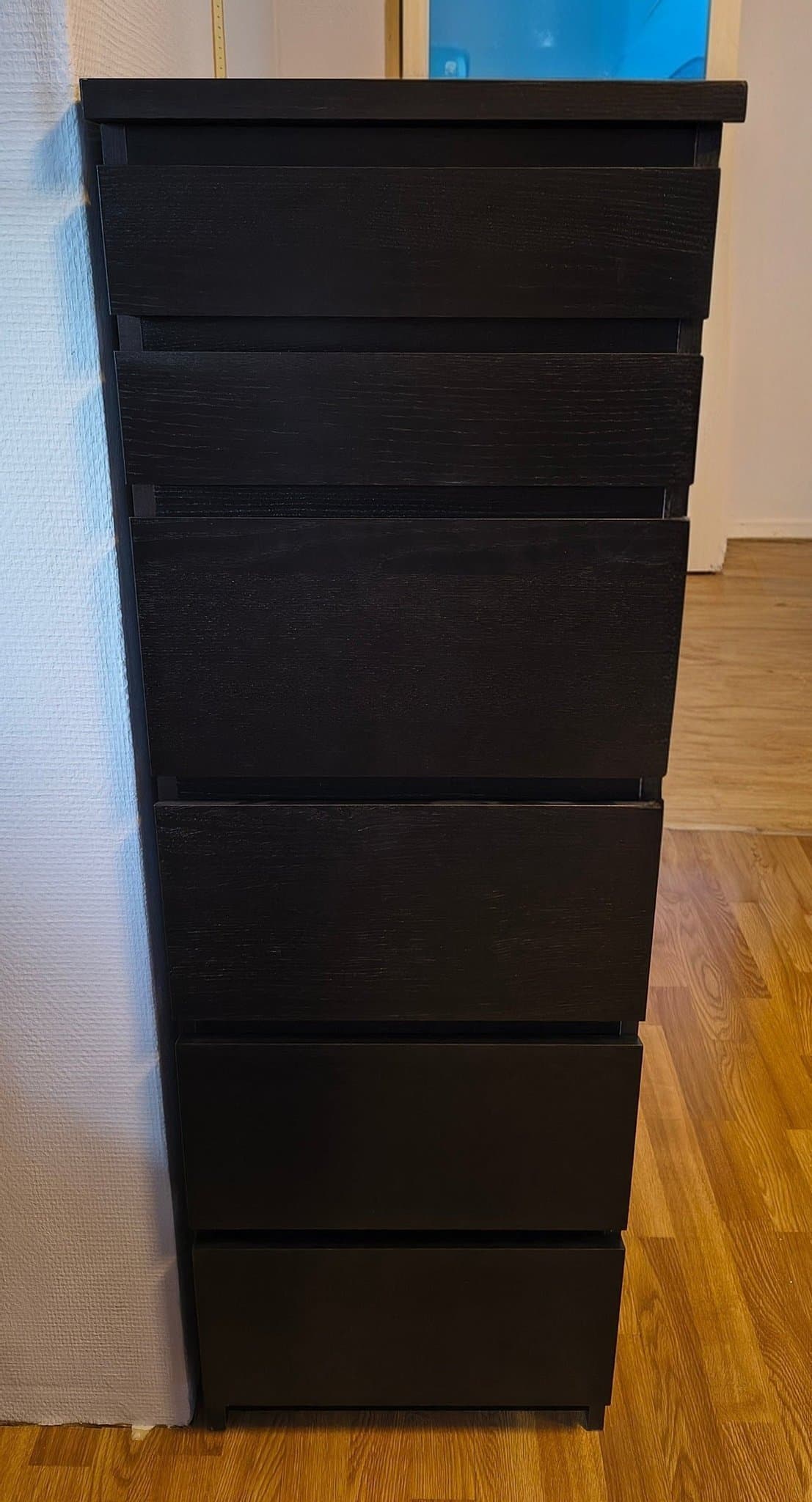 IKEA MALM Byrå med 6 lådor och spegel, svartbrun