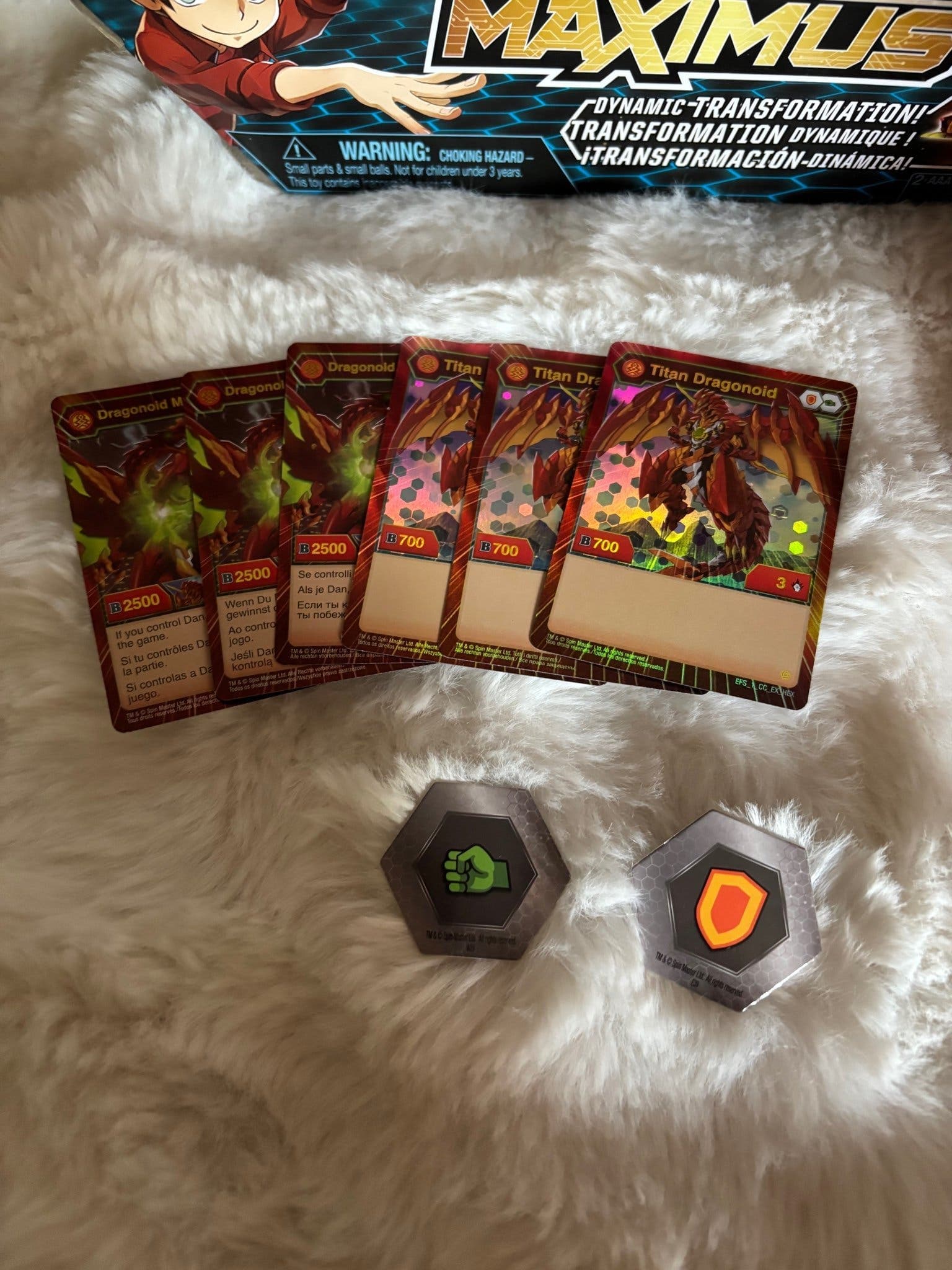 Bakugan battle planet Dragonoid Maximus med kort och BakuCores