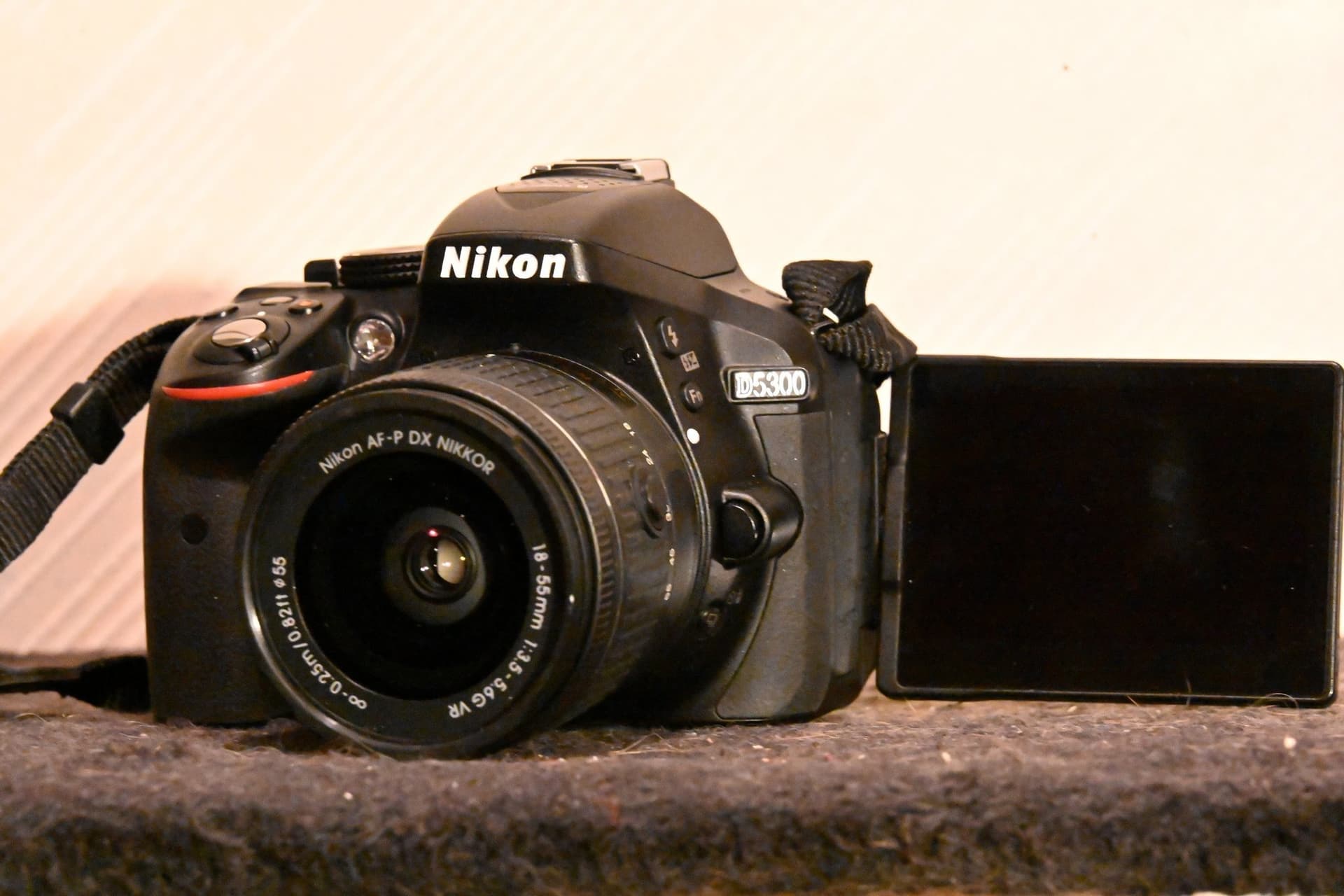 Nikon D5300 systemkamera med AF-P DX Nikkor 18-55mm objektiv