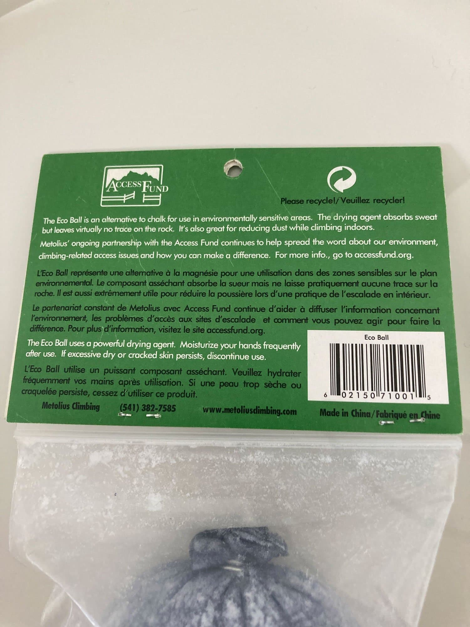 2st Metolius Eco Ball klätterkrita för klättring