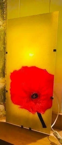 Retro IKEA GYLLEN Glasvägglampa, Vallmoblomma
