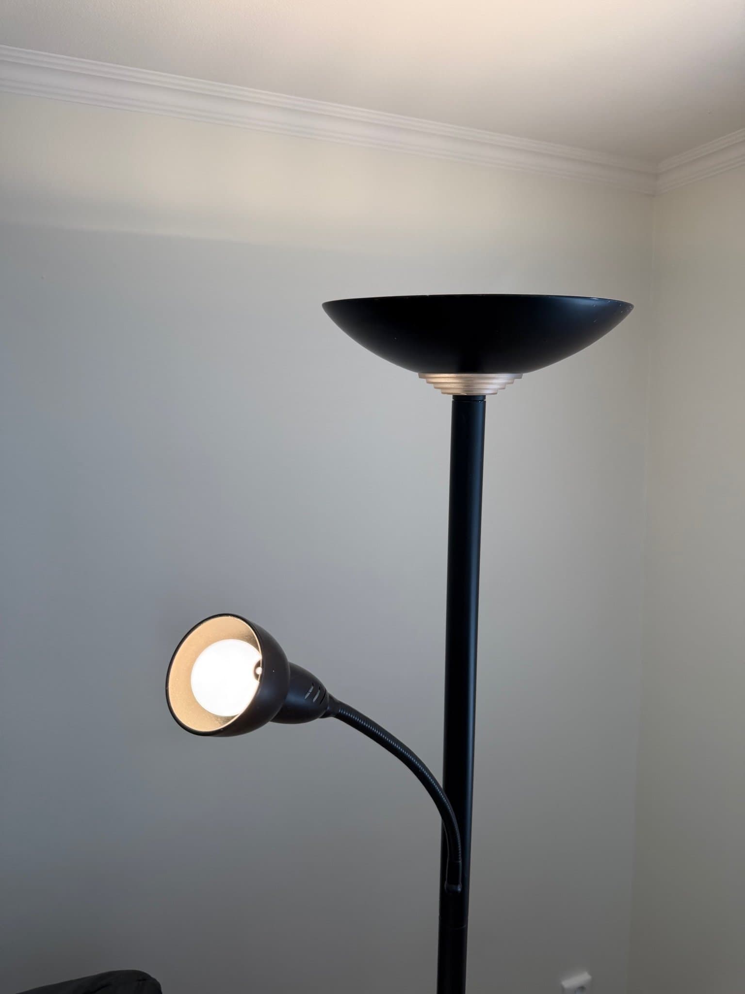 Golvlampa med läslampa