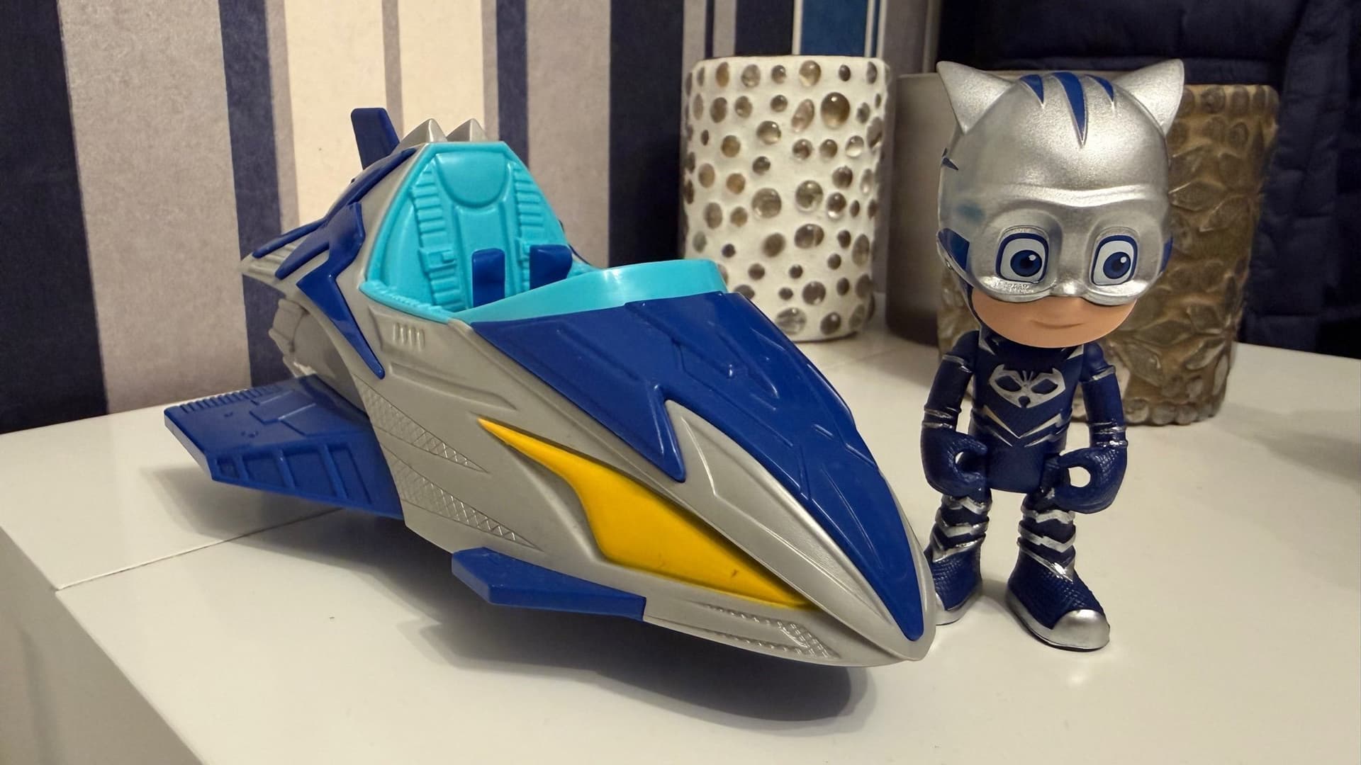 PJ Masks Catboy figur med fordon, mycket fint skick, Pyjamashjältarna Kattpojken