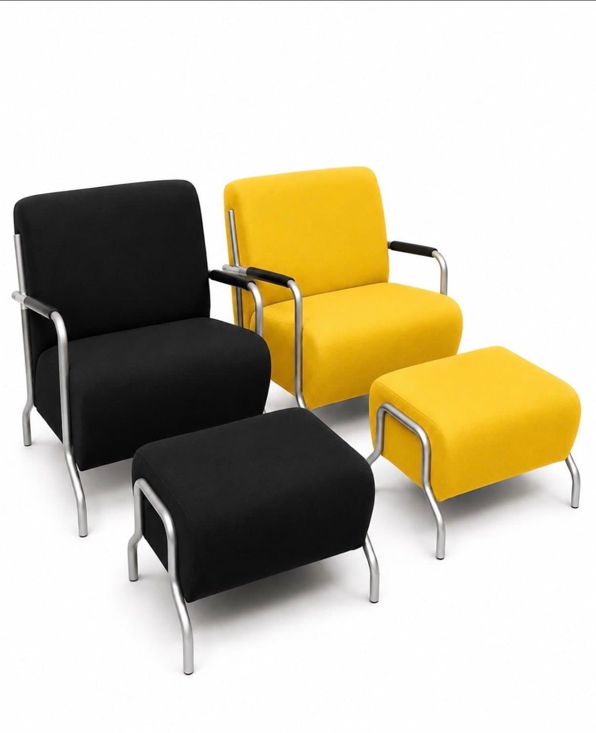 Fåtölj och fotpall i modern design