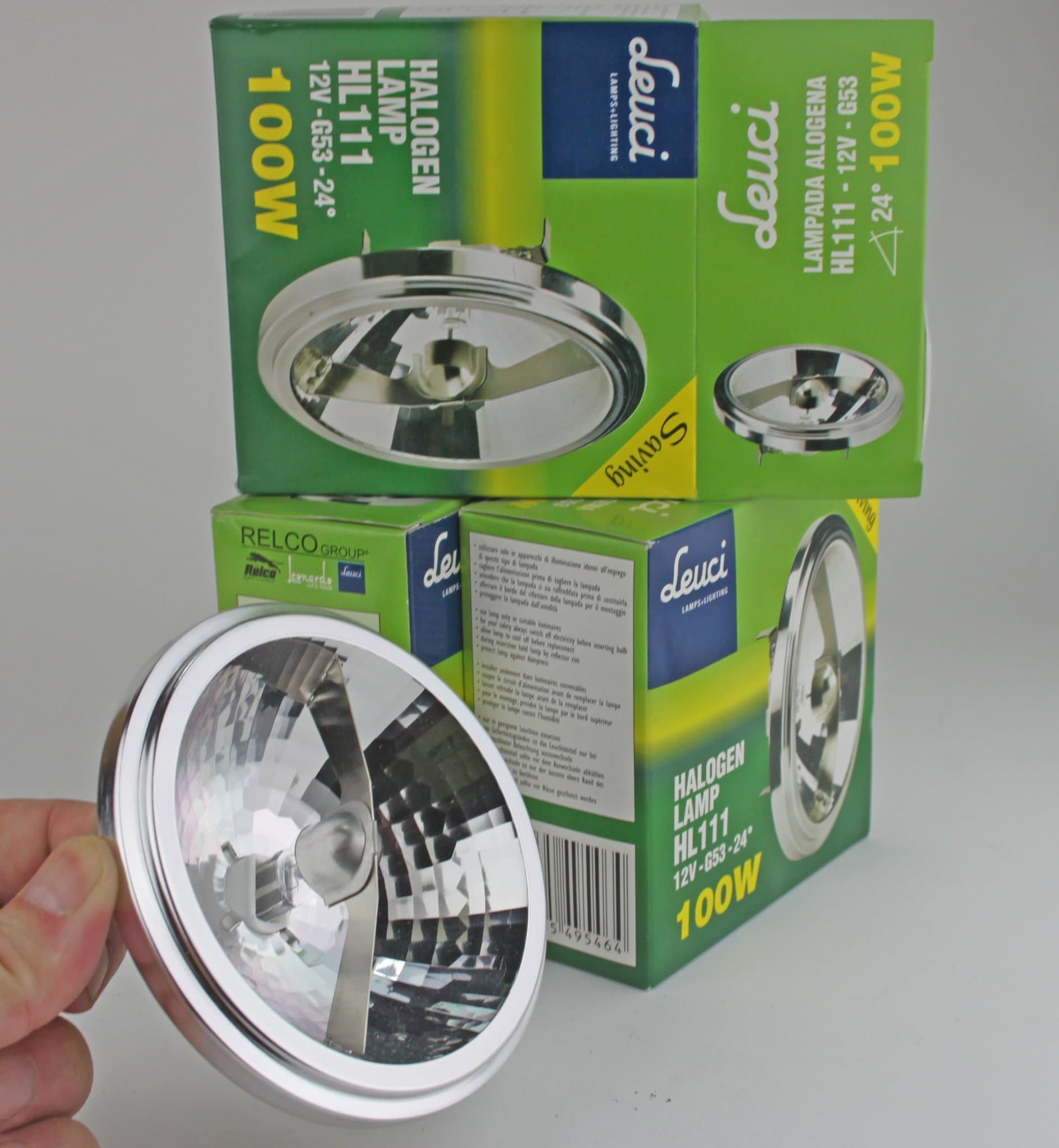 NYA! 3st Leuci 12V 100W 24° YP-7C G53 HL111 Halogen Lamp Spot AR111 inkl moms