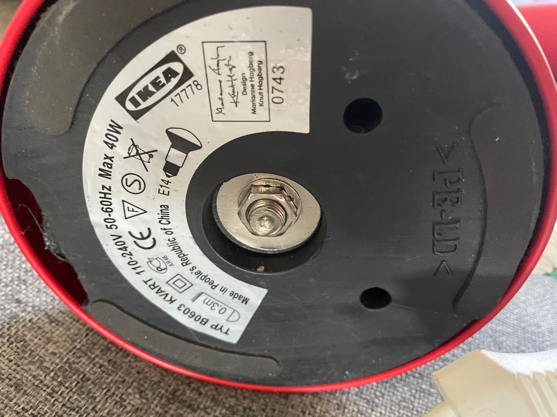 IKEA Kvart Bordslampa Röd
