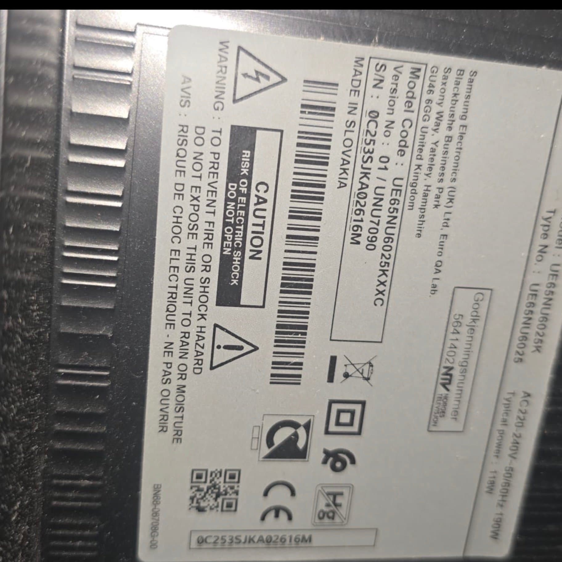 Samsung 65tums TV