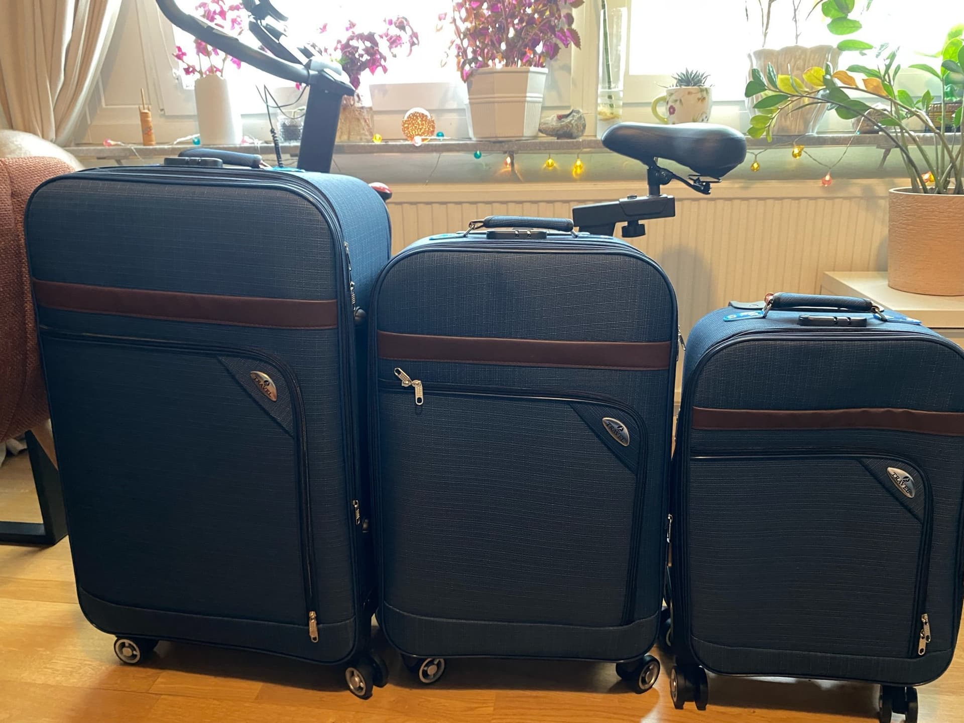 Resväskor i blått, 3-pack