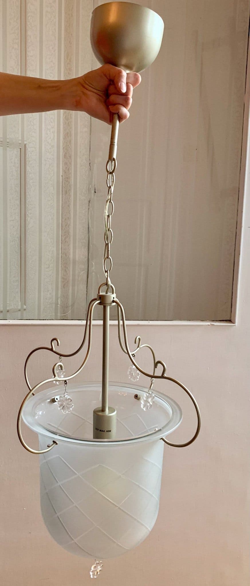 IKEA SÖDER Taklampa med frostat glas och silverfärgad metall