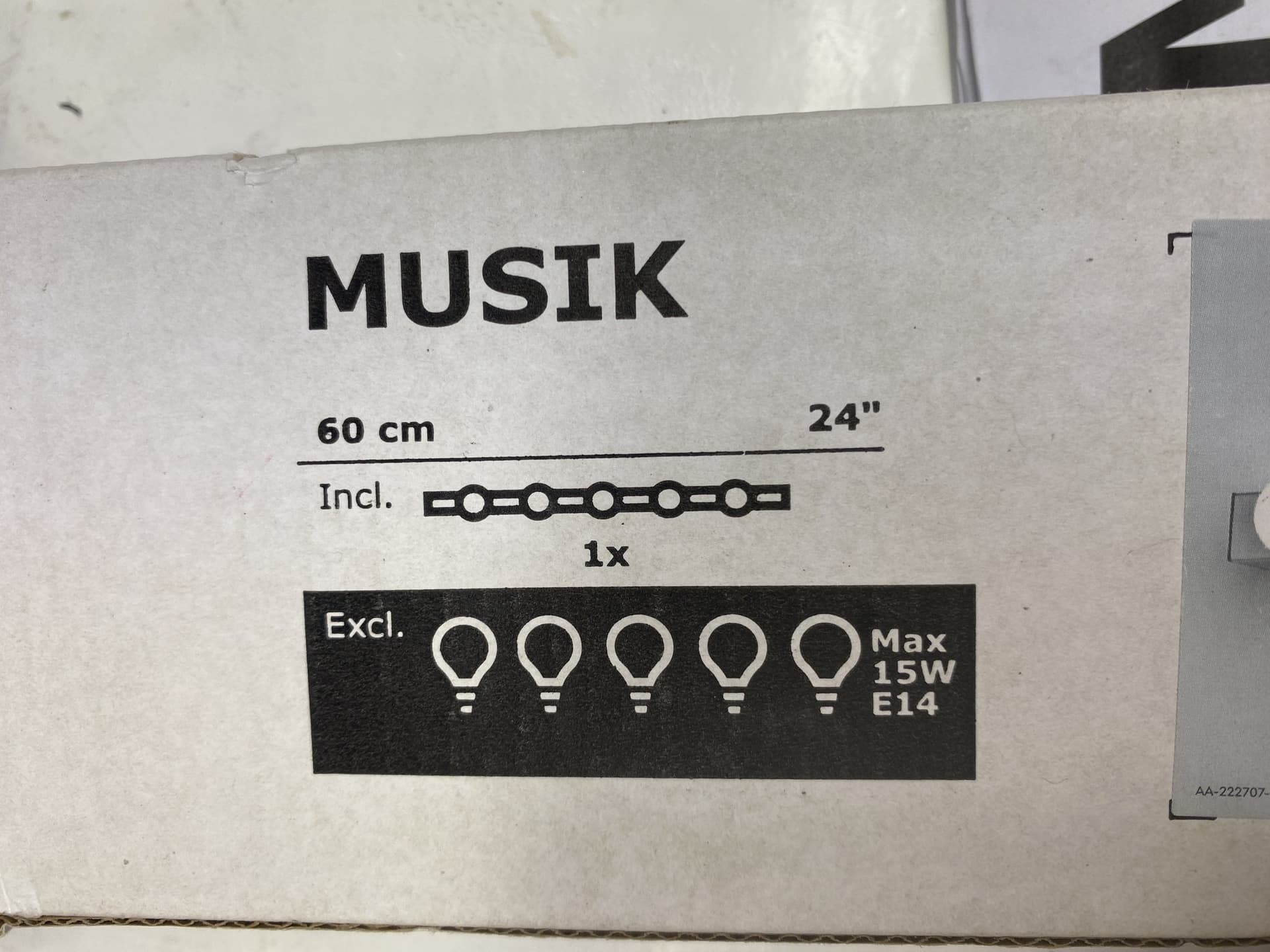 IKEA MUSIK 2 stycken vägglampa varav en kvar i förpackning, 60 cm. FRI FRAKT
