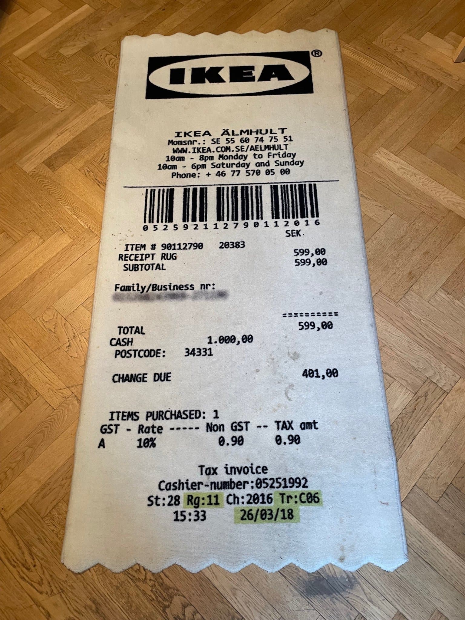 IKEA x Virgil Abloh ”RECEIPT” matta – begränsad upplaga