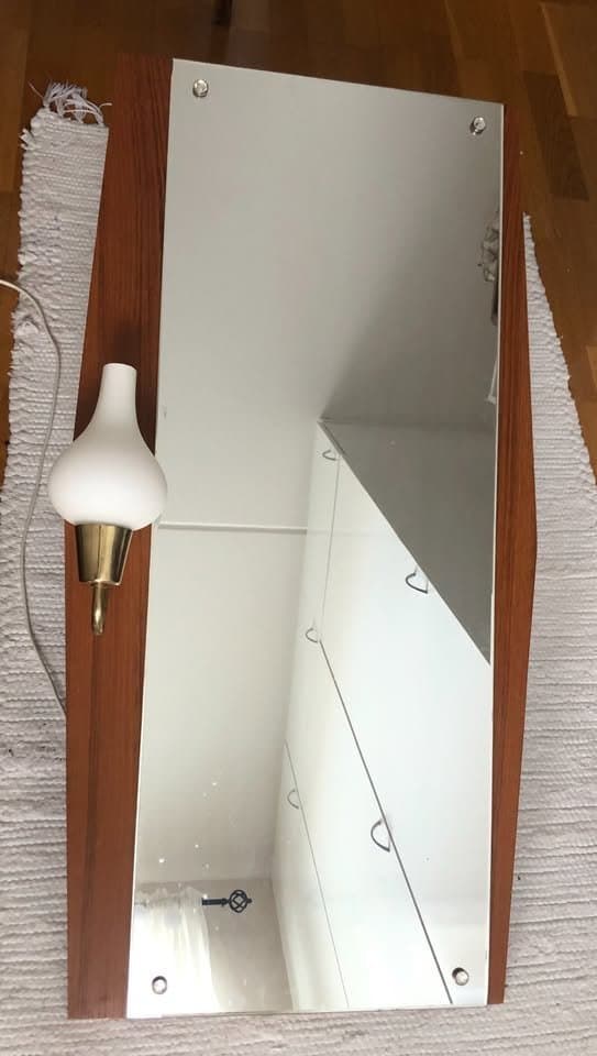 Spegellampa i teak, 60-tal